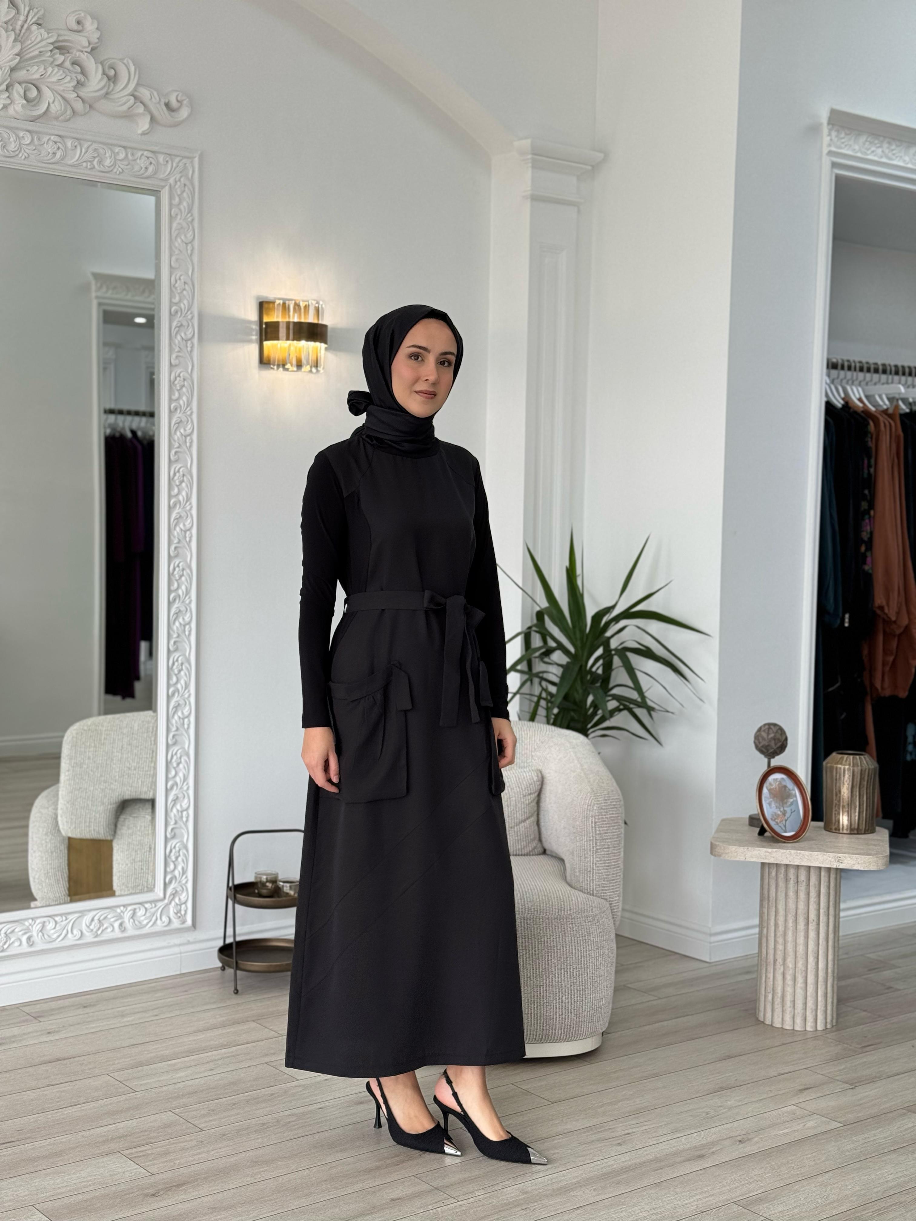 Misswhence Cep Detaylı Tensel Elbise Siyah 37814