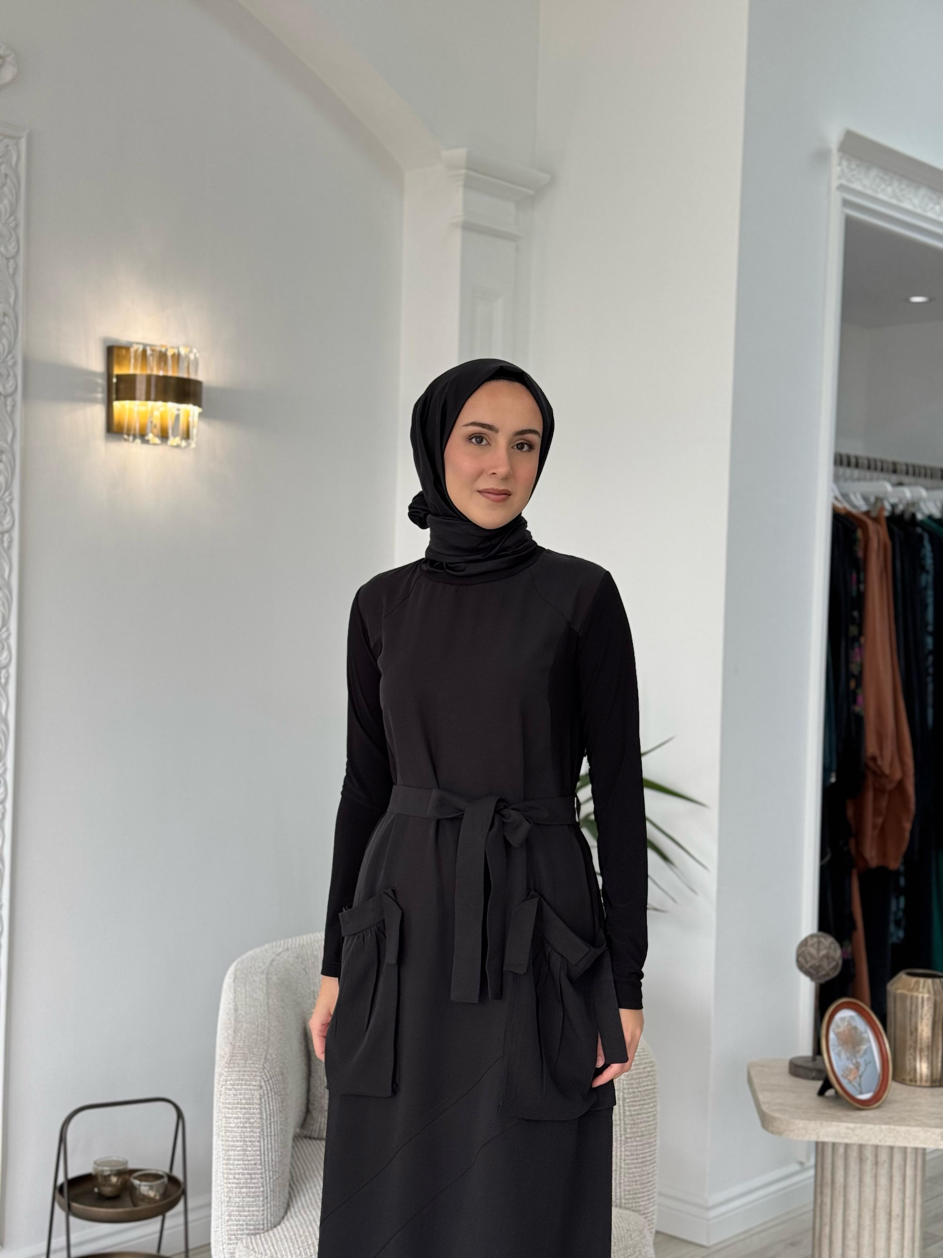 Misswhence Cep Detaylı Tensel Elbise Siyah 37814