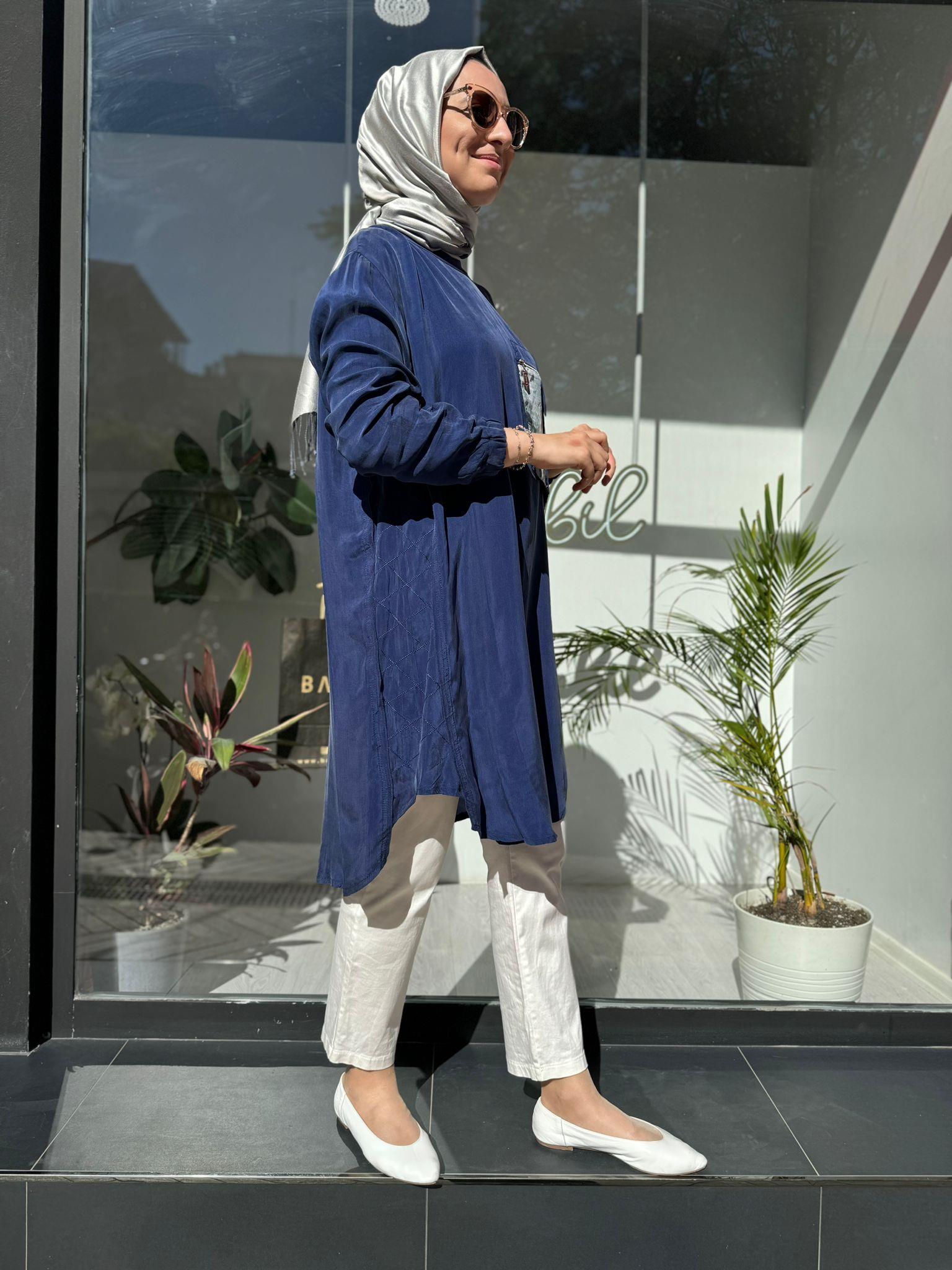 Misswhence Cep Detaylı Tunik İndigo 35005