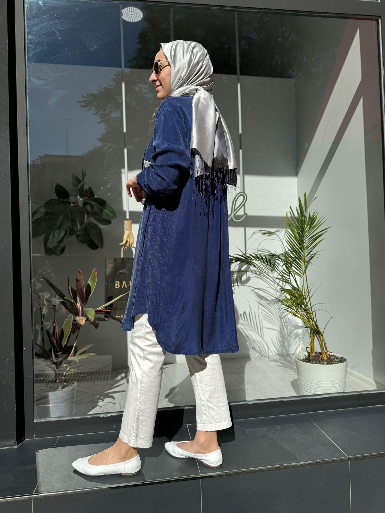 Misswhence Cep Detaylı Tunik İndigo 35005