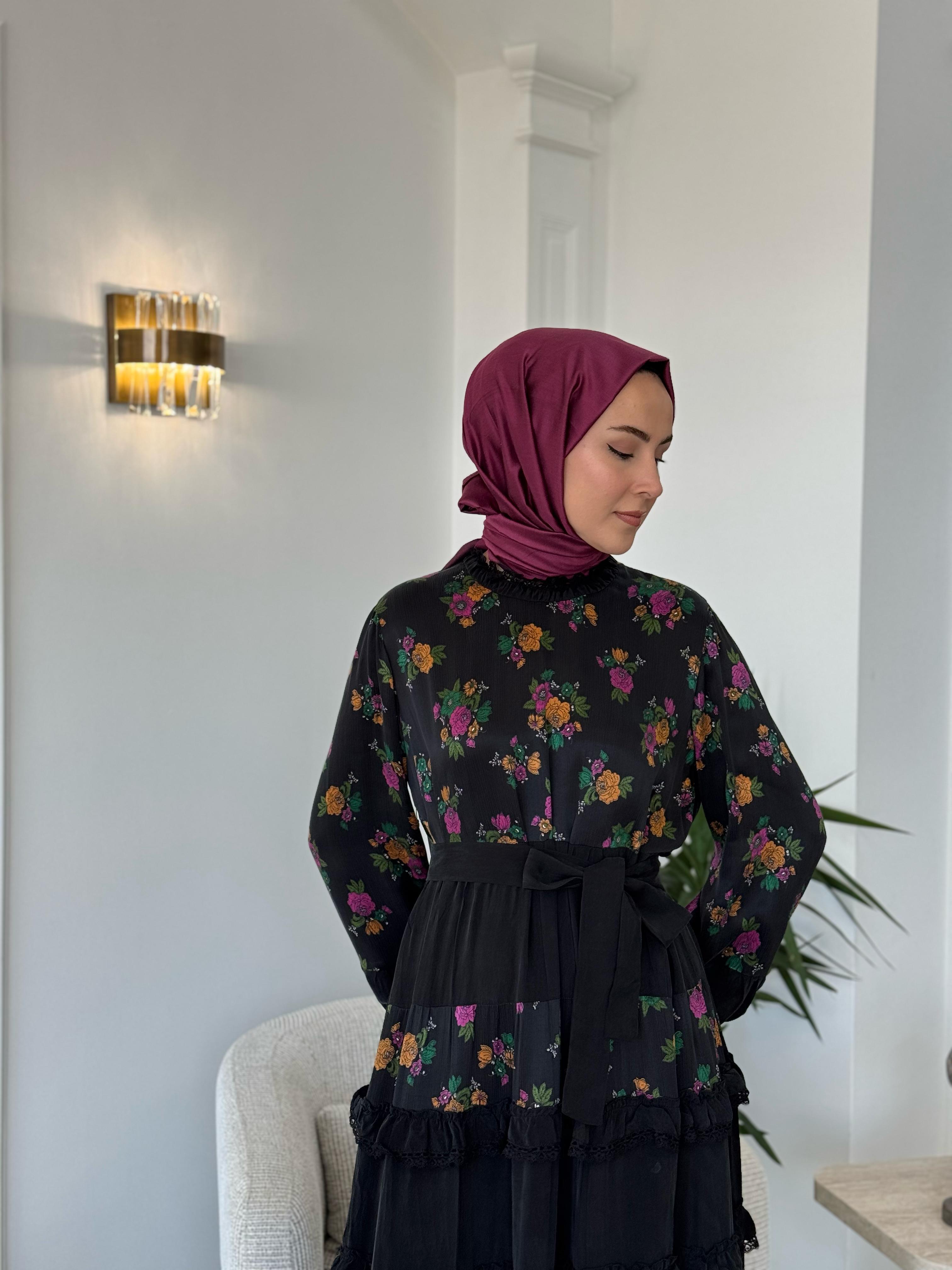 Misswhence Çiçek Desenli Cupra Elbise 37818