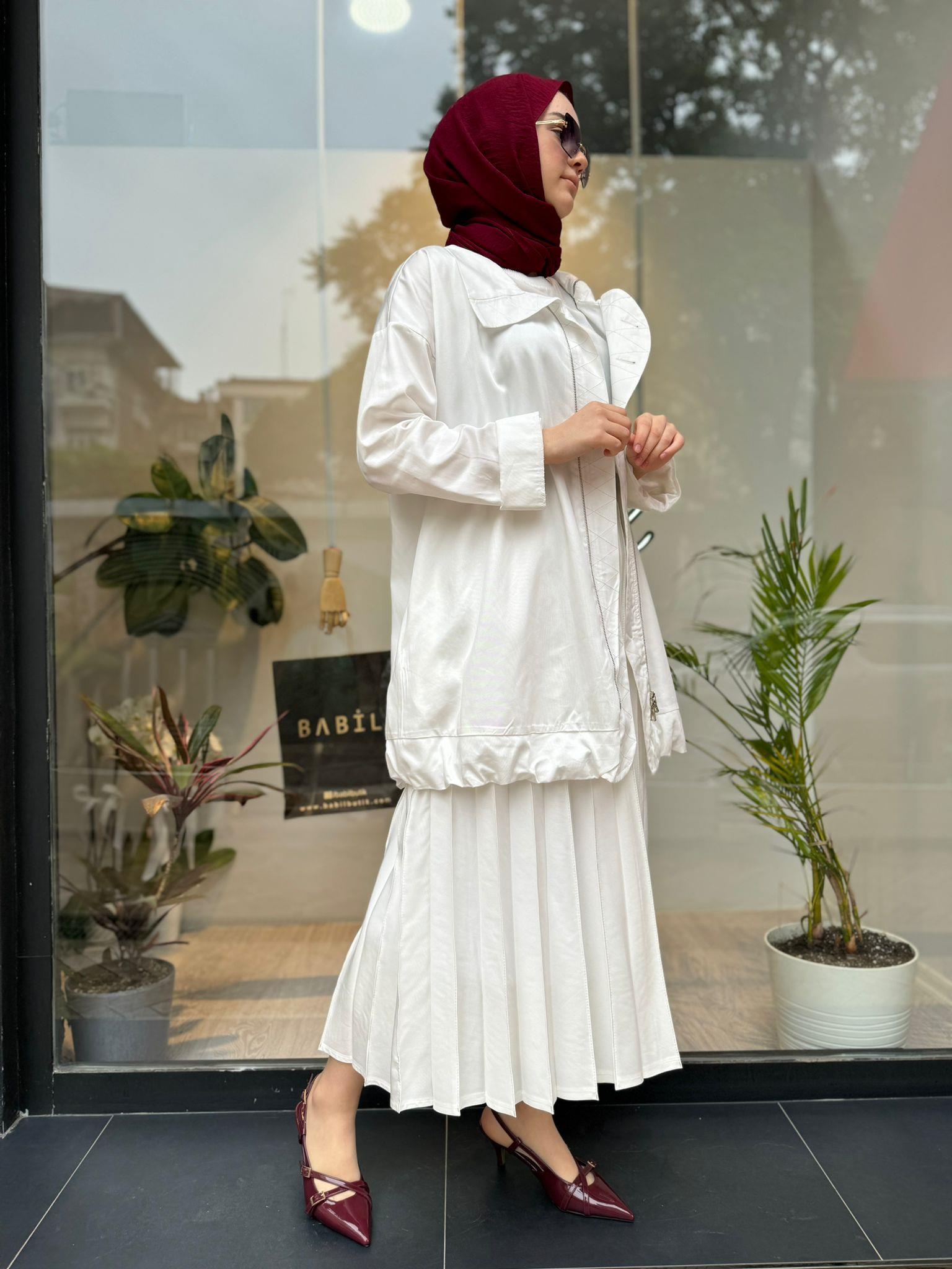 Misswhence Çift Fermuarlı Gömlek Beyaz 35312