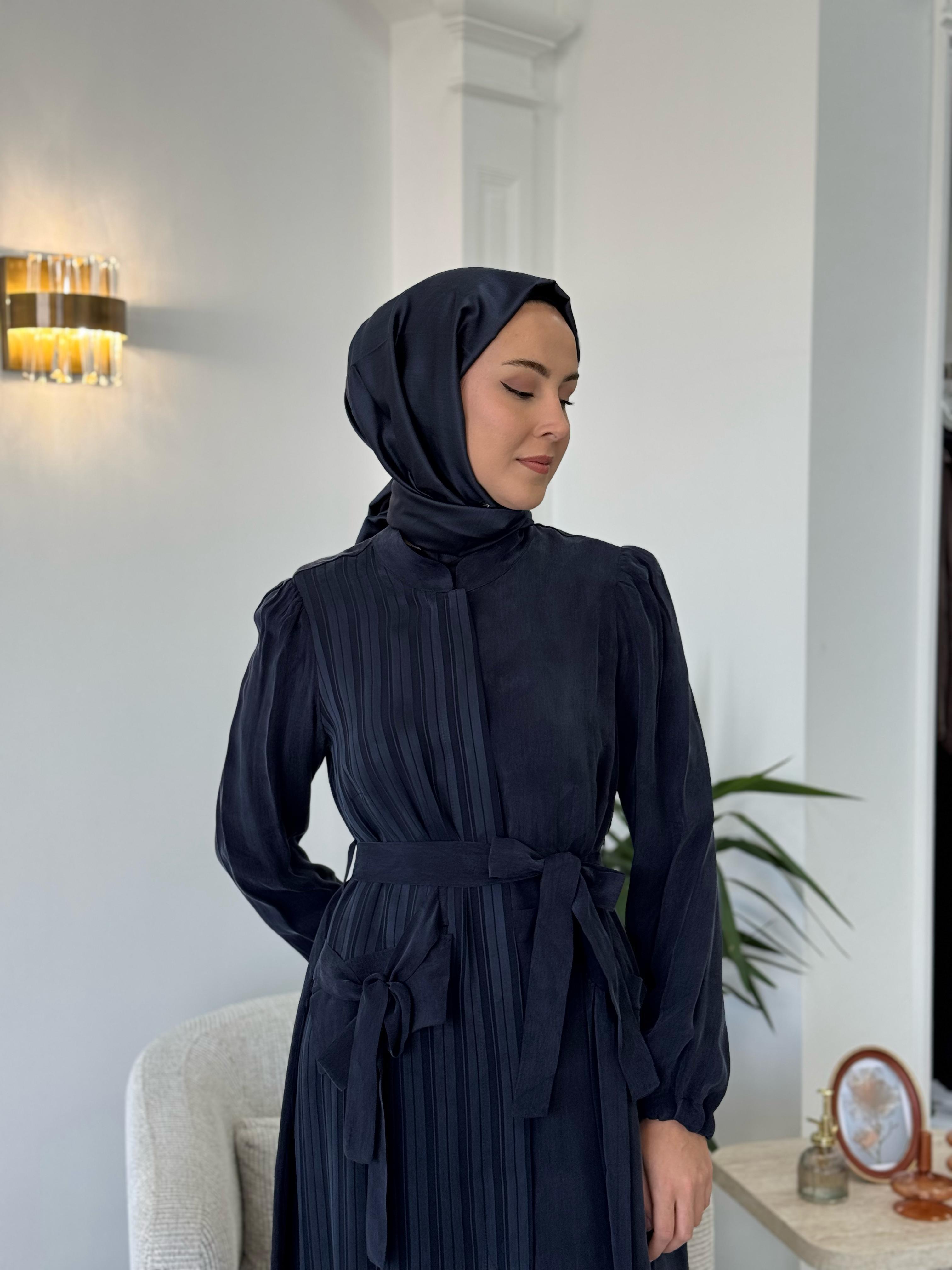 Misswhence  Çizgili Pardesü Lacivert 37508