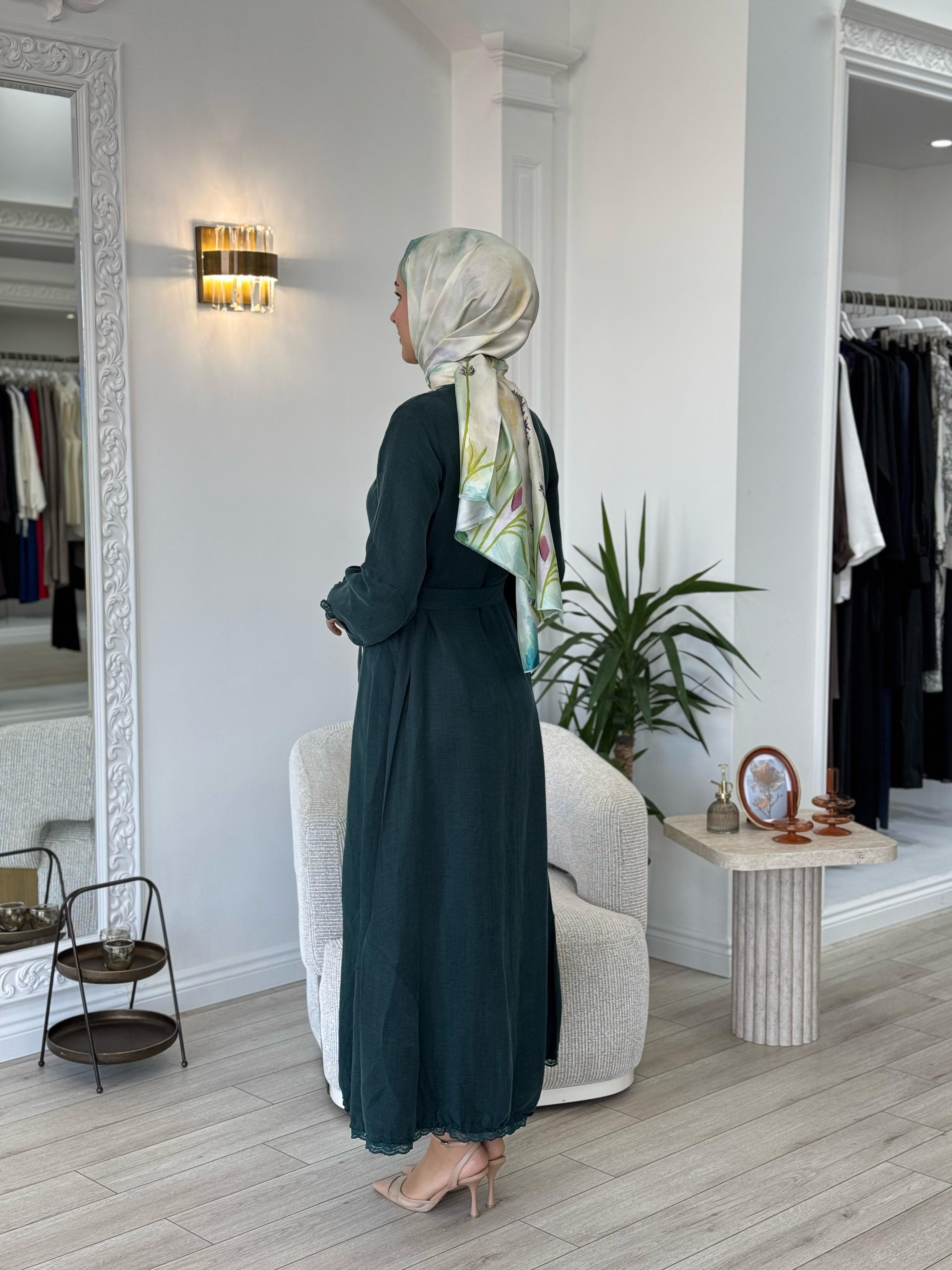 Misswhence Dantel Detaylı Elbise Zümrüt 37831