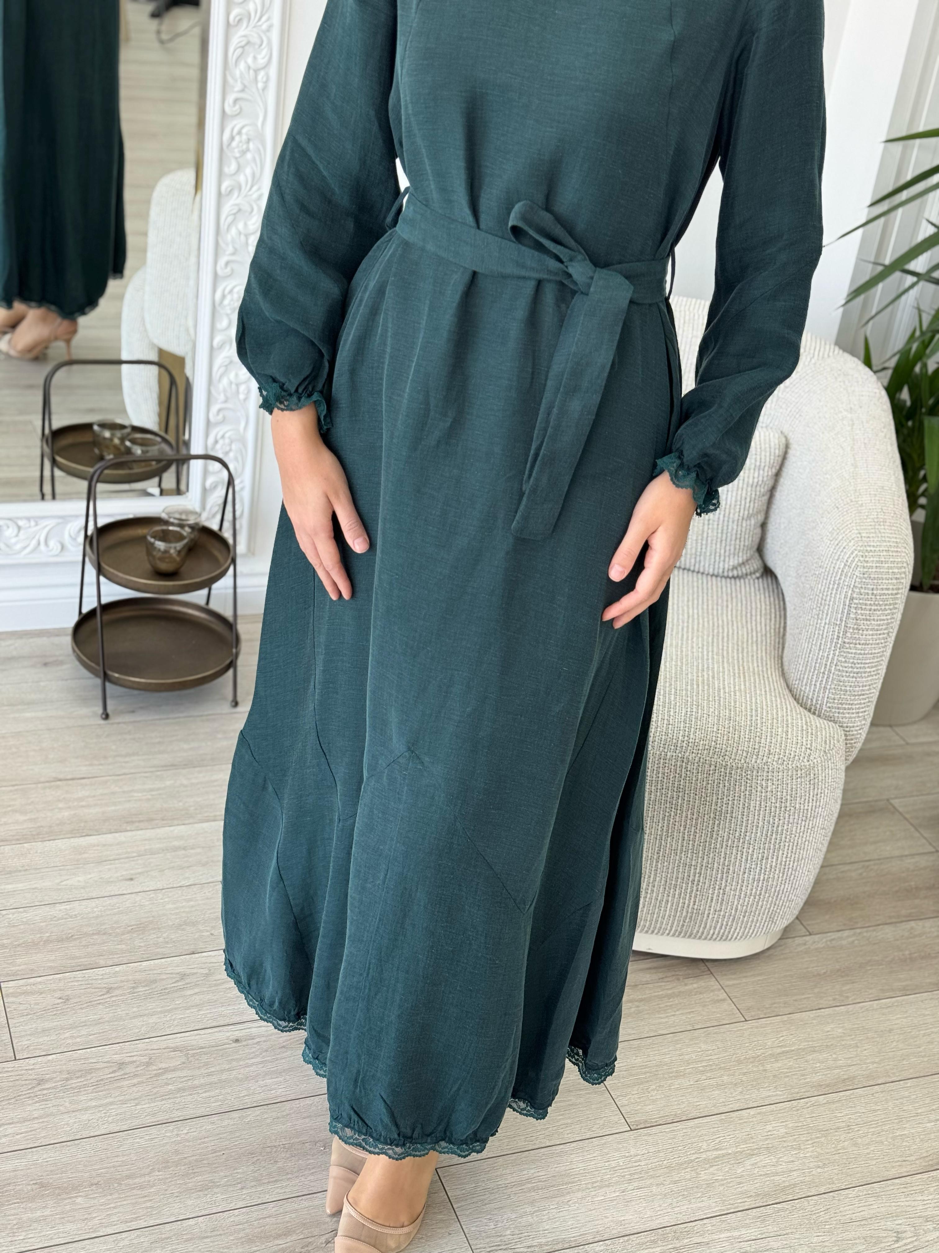 Misswhence Dantel Detaylı Elbise Zümrüt 37831