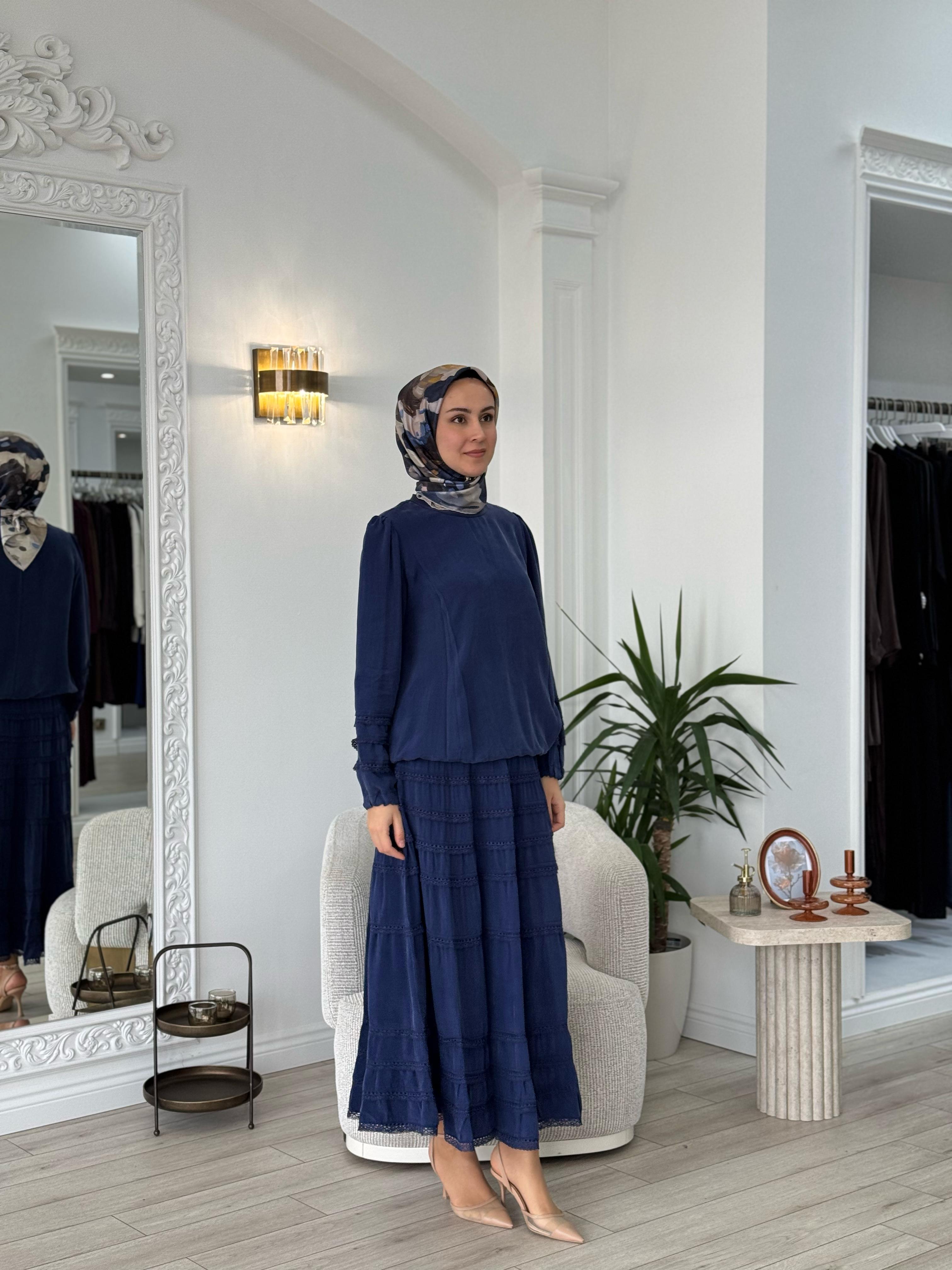 Misswhence Dantel Detaylı Takım İndigo 37005