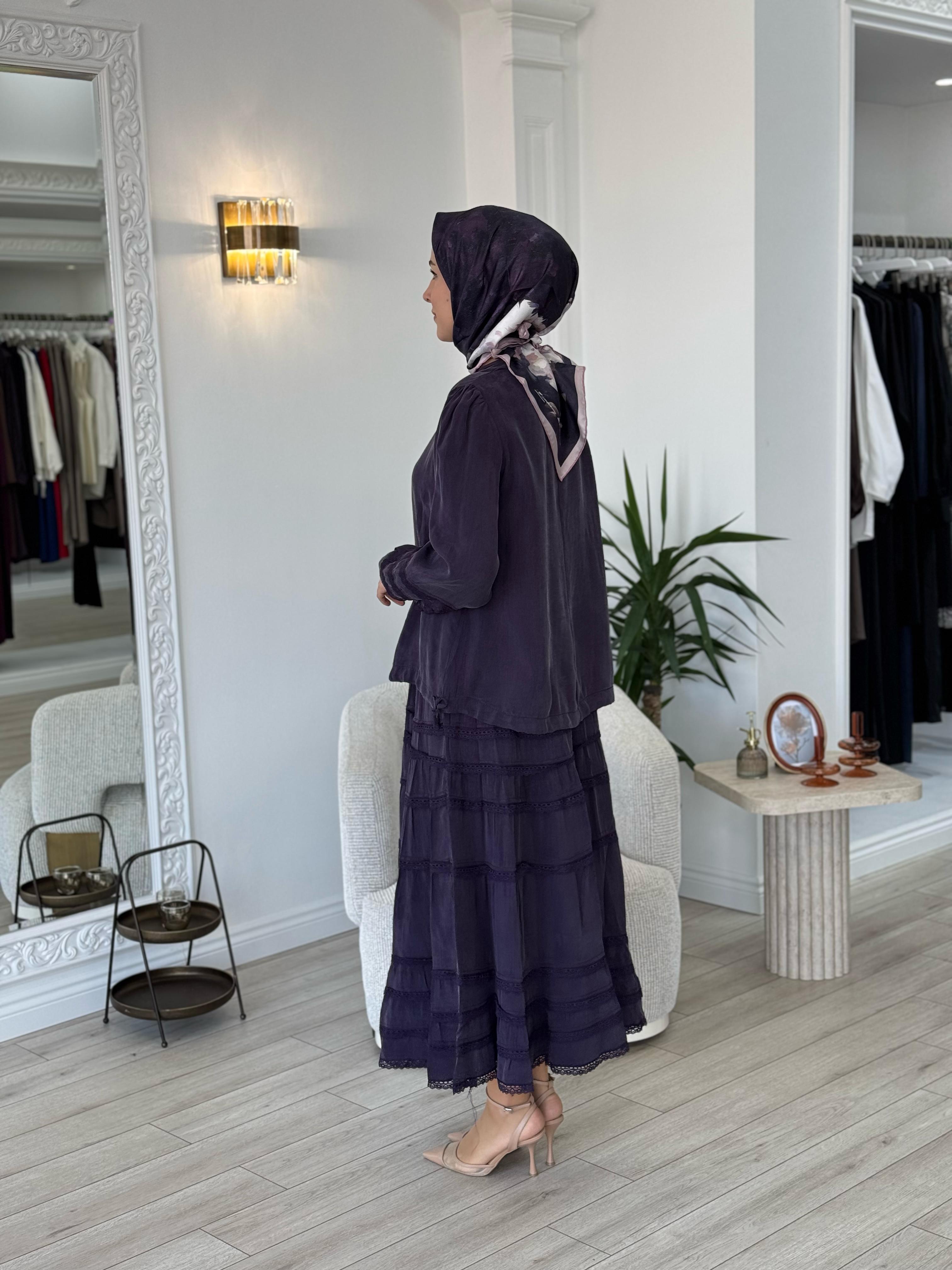 Misswhence Dantel Detaylı Takım Mor 37005