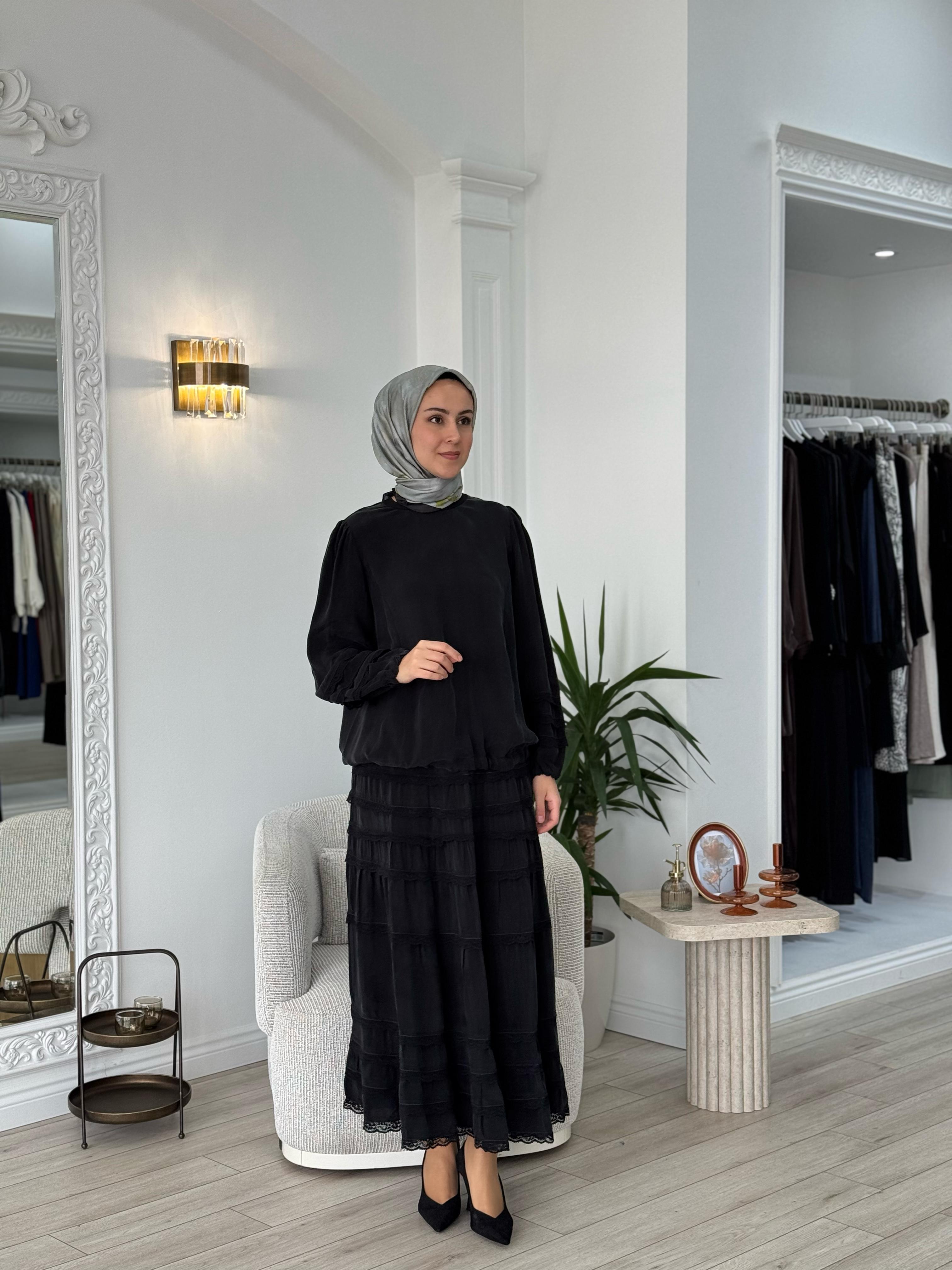Misswhence Dantel Detaylı Takım Siyah  37005