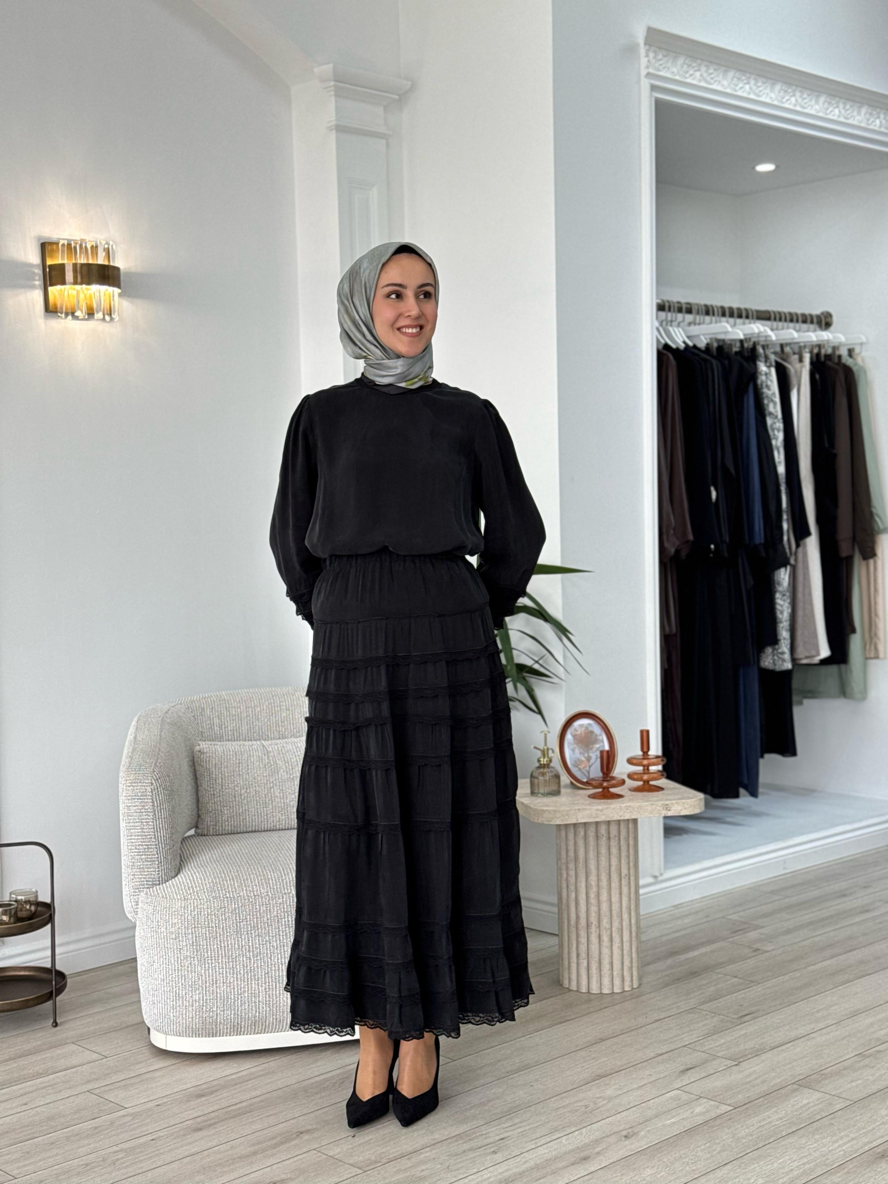 Misswhence Dantel Detaylı Takım Siyah  37005