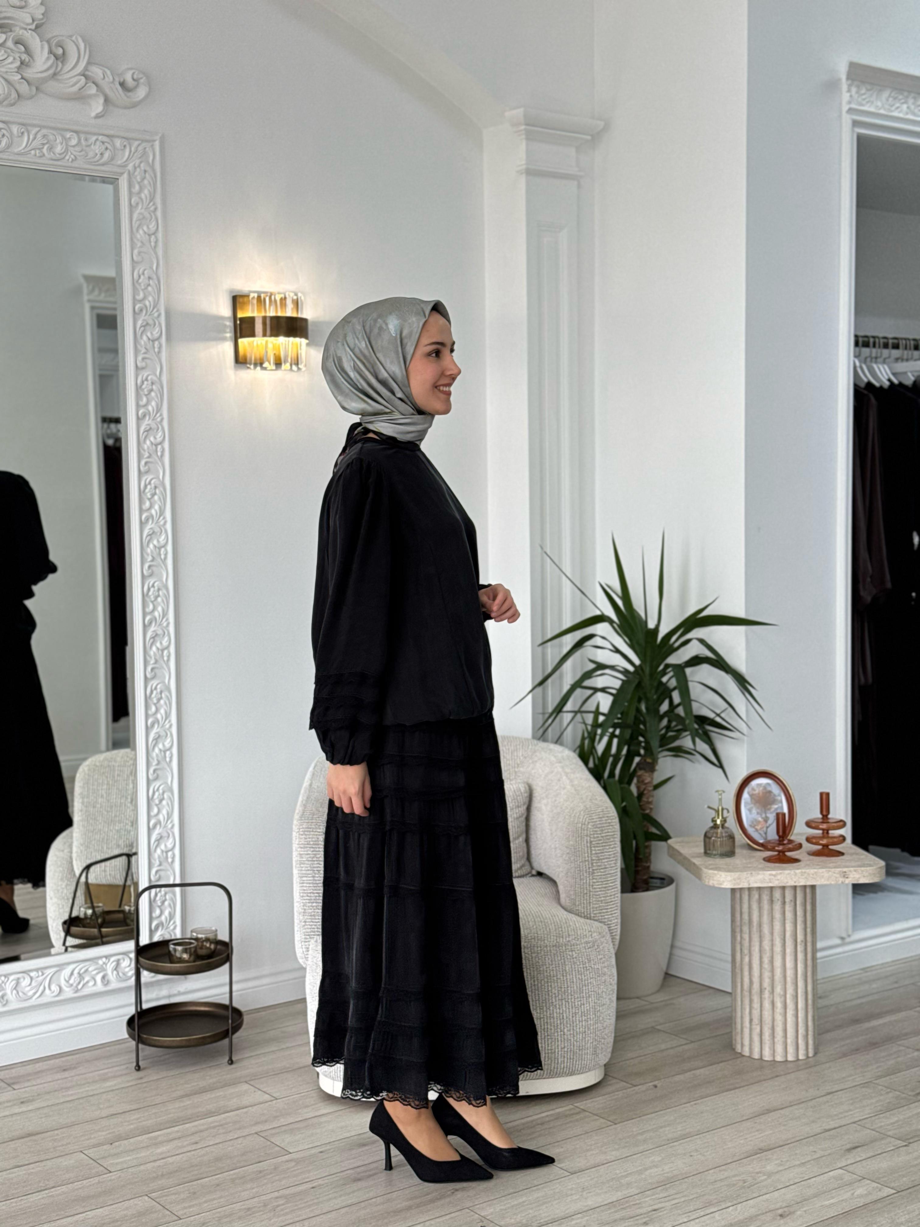 Misswhence Dantel Detaylı Takım Siyah  37005