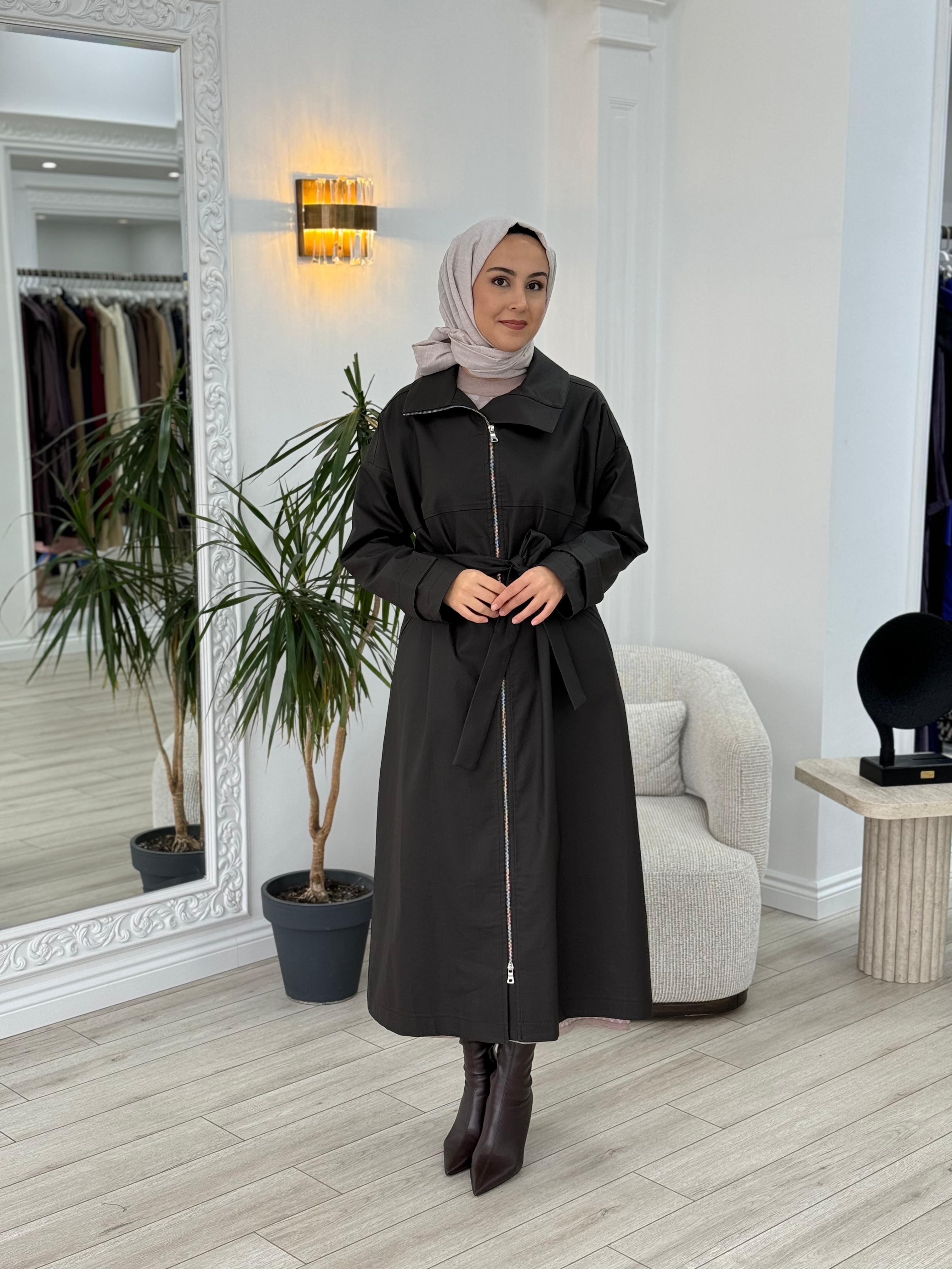 Misswhence Deri Görünümlü Pardesü Kahverengi 36536