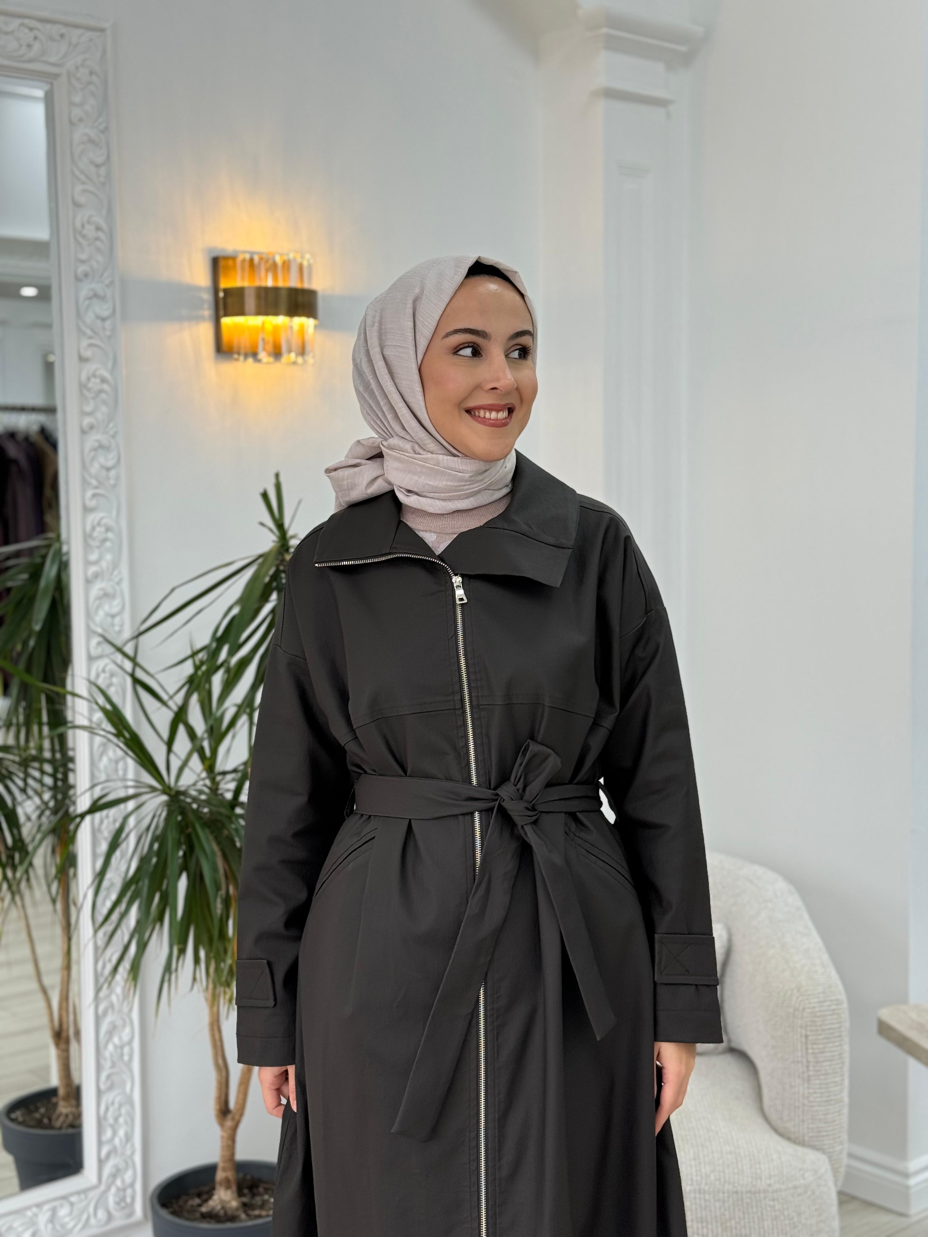 Misswhence Deri Görünümlü Pardesü Kahverengi 36536