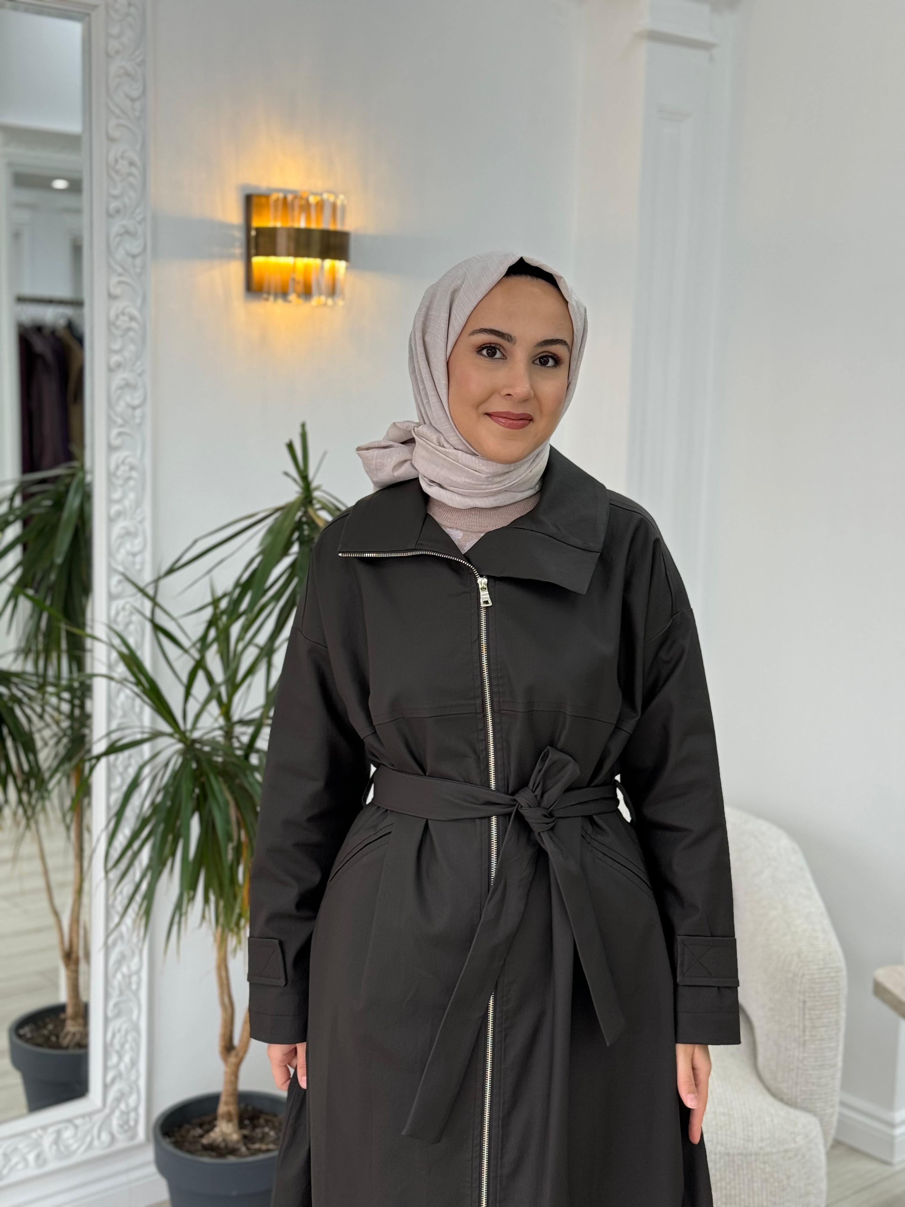 Misswhence Deri Görünümlü Pardesü Kahverengi 36536