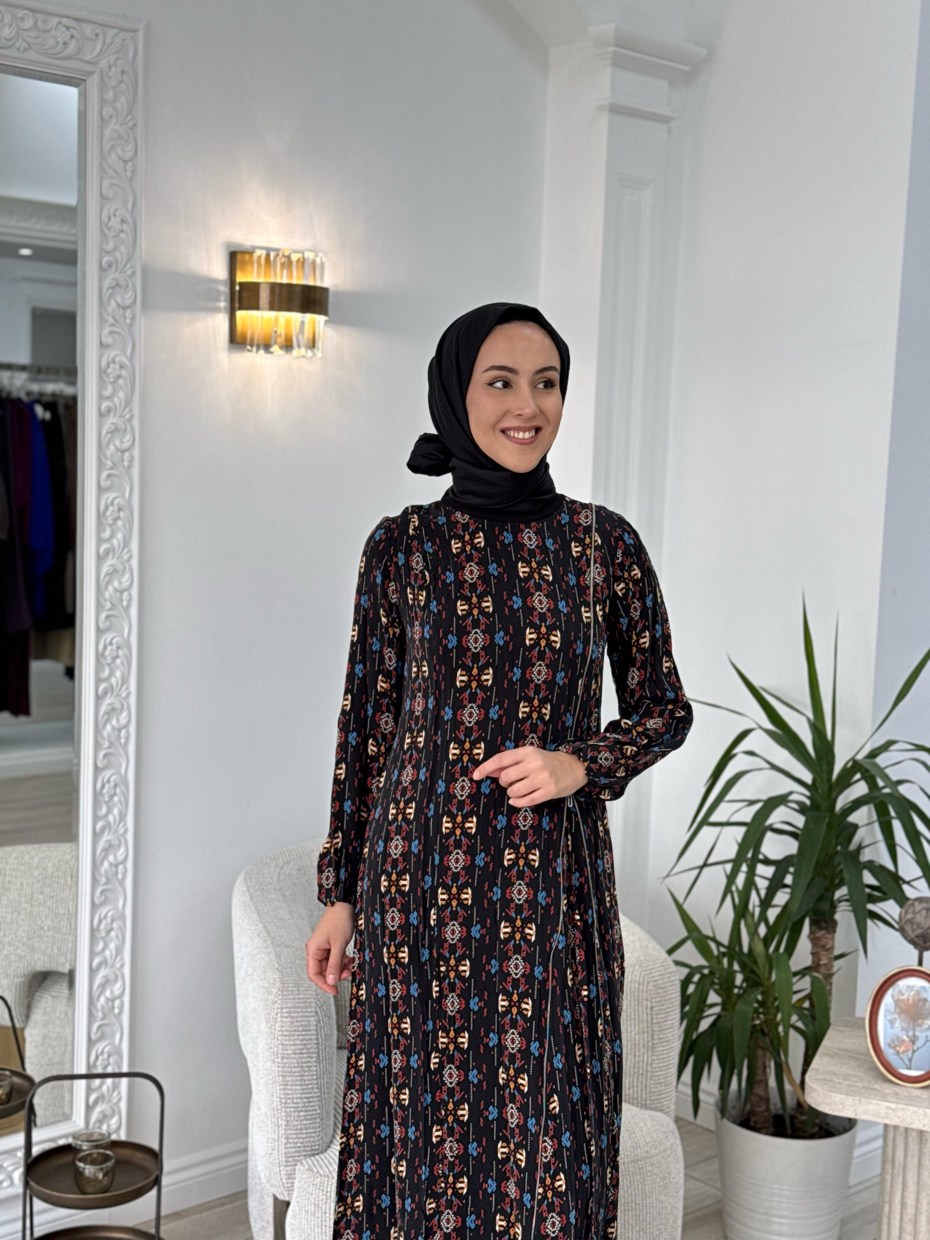 Misswhence Desenli Baskılı Elbise 37830