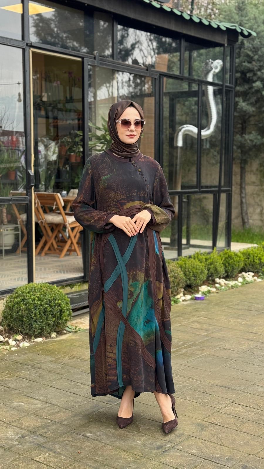 Misswhence Desenli Elbise V3300