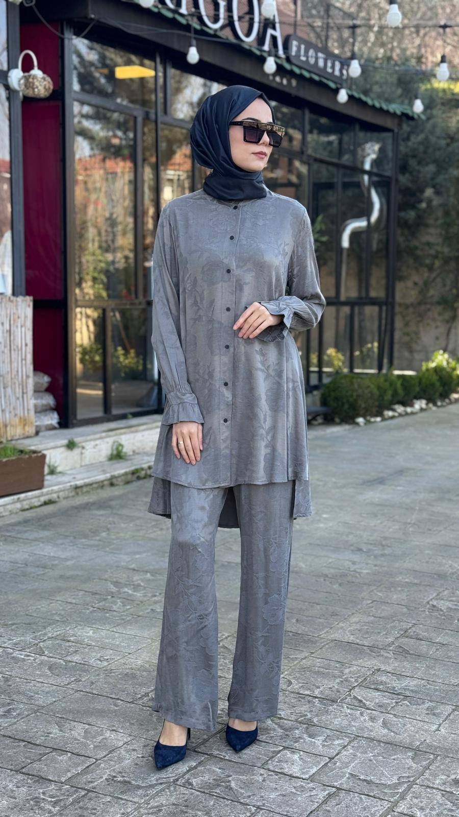 Misswhence Desenli Gömlekli Takım 39019