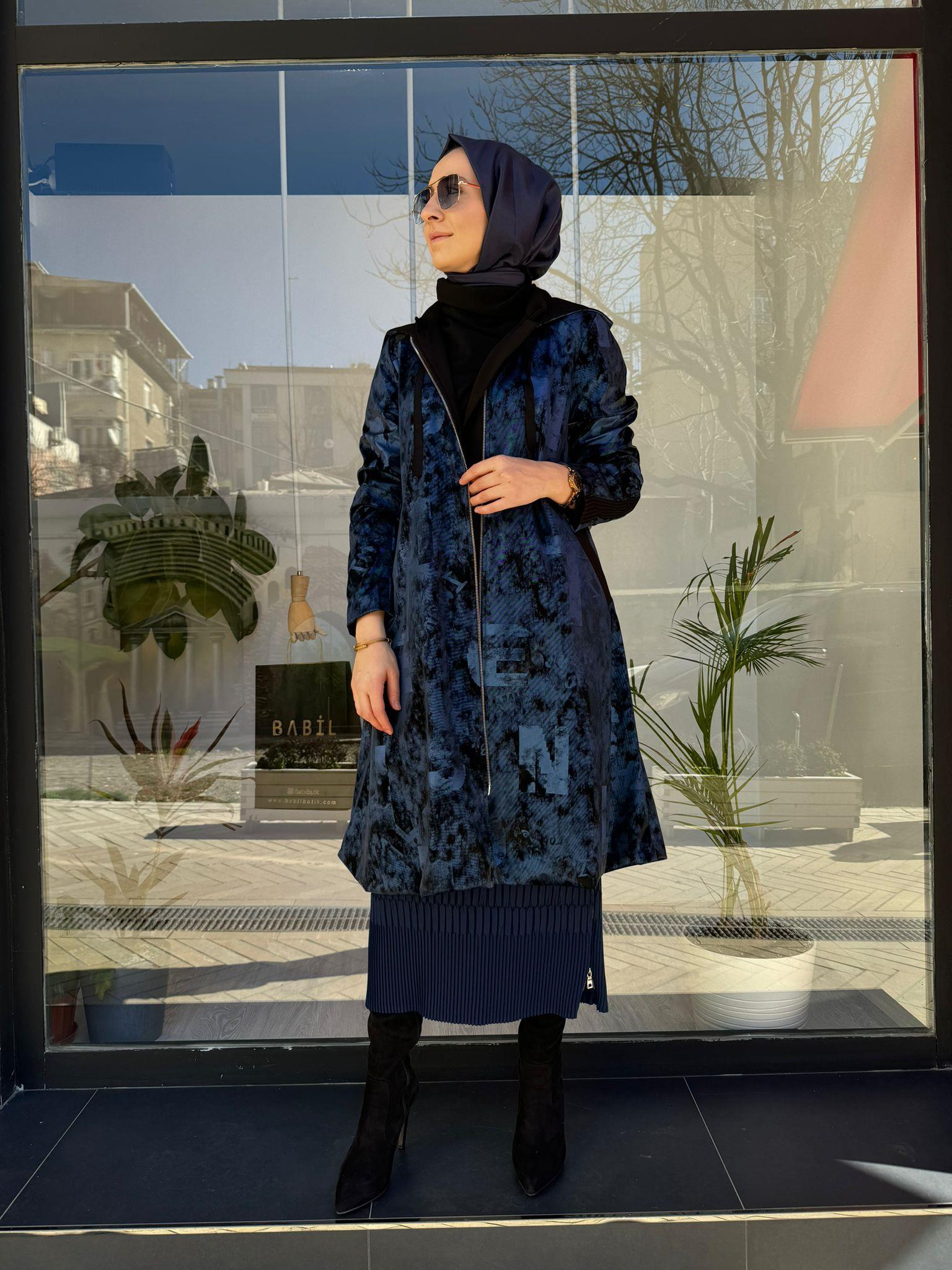 Misswhence Desenli Kap Lacivert 34413