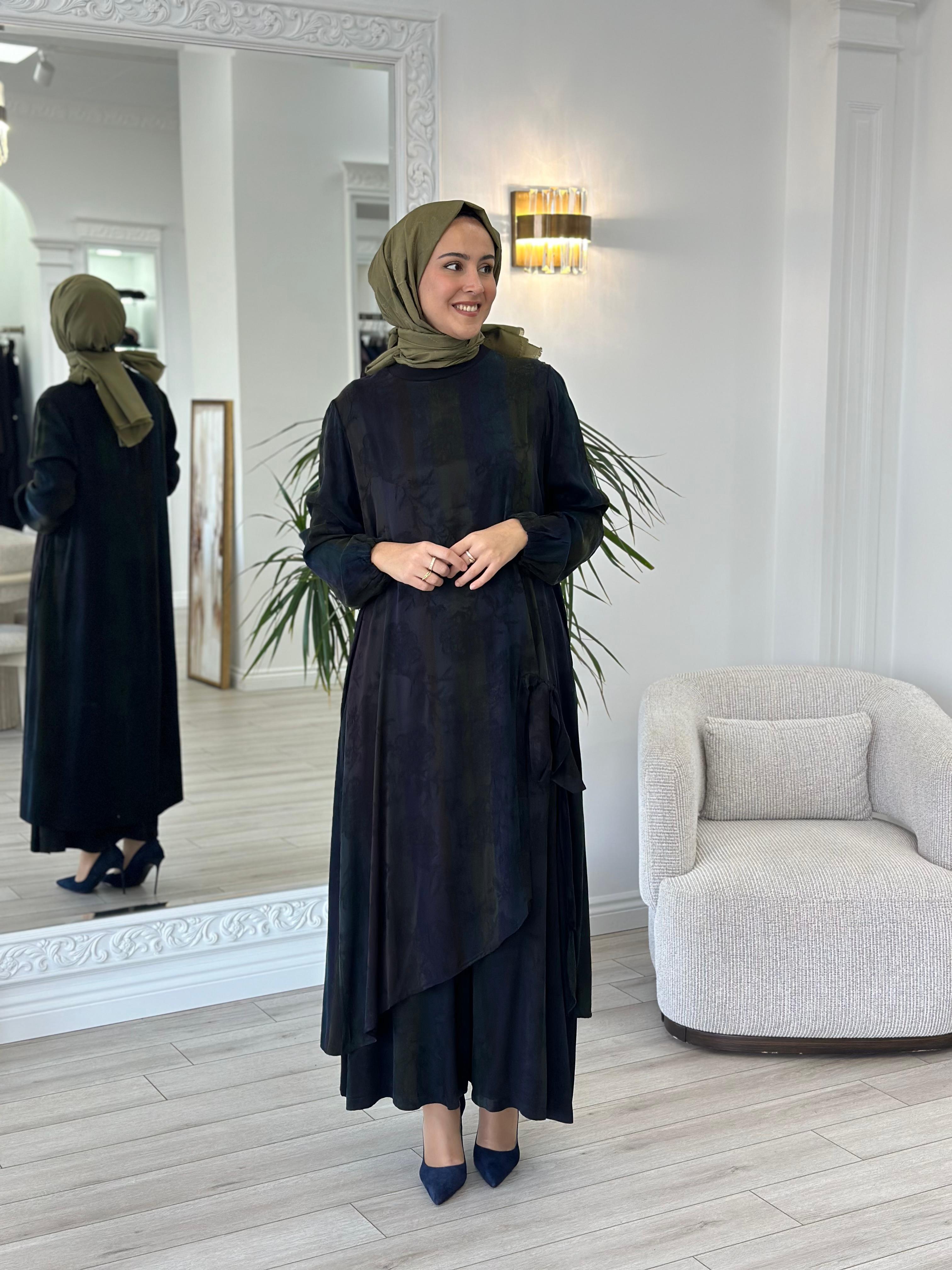 Misswhence Desenli Uzun Tunik-Pantolon Takım 36019