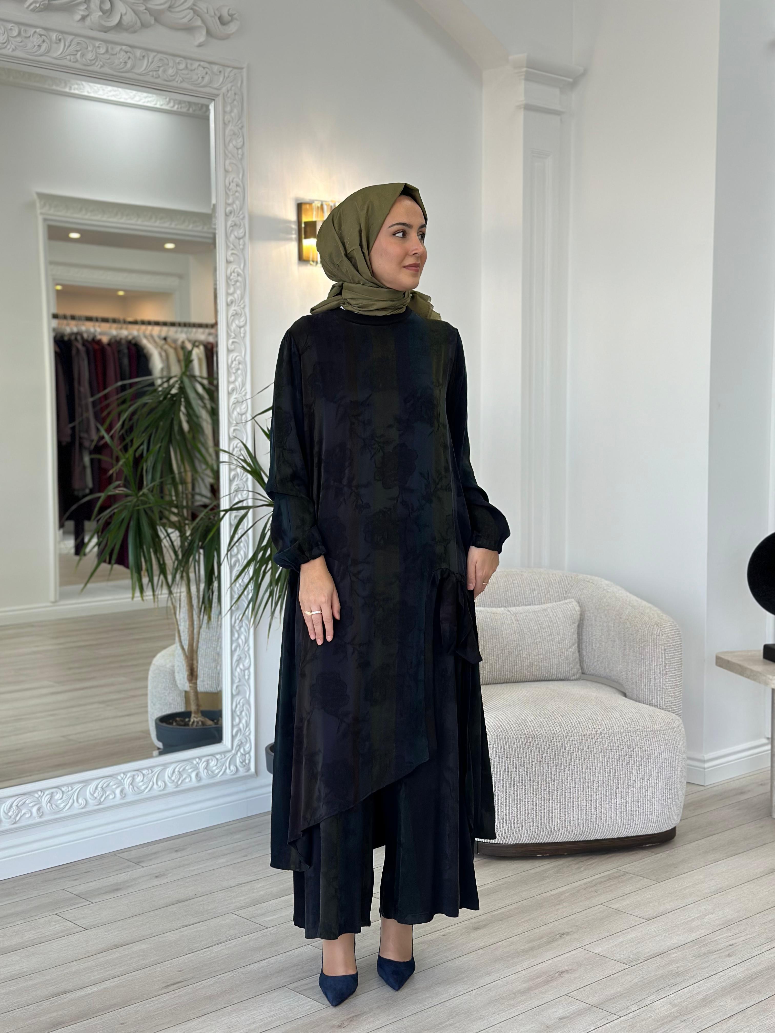 Misswhence Desenli Uzun Tunik-Pantolon Takım 36019