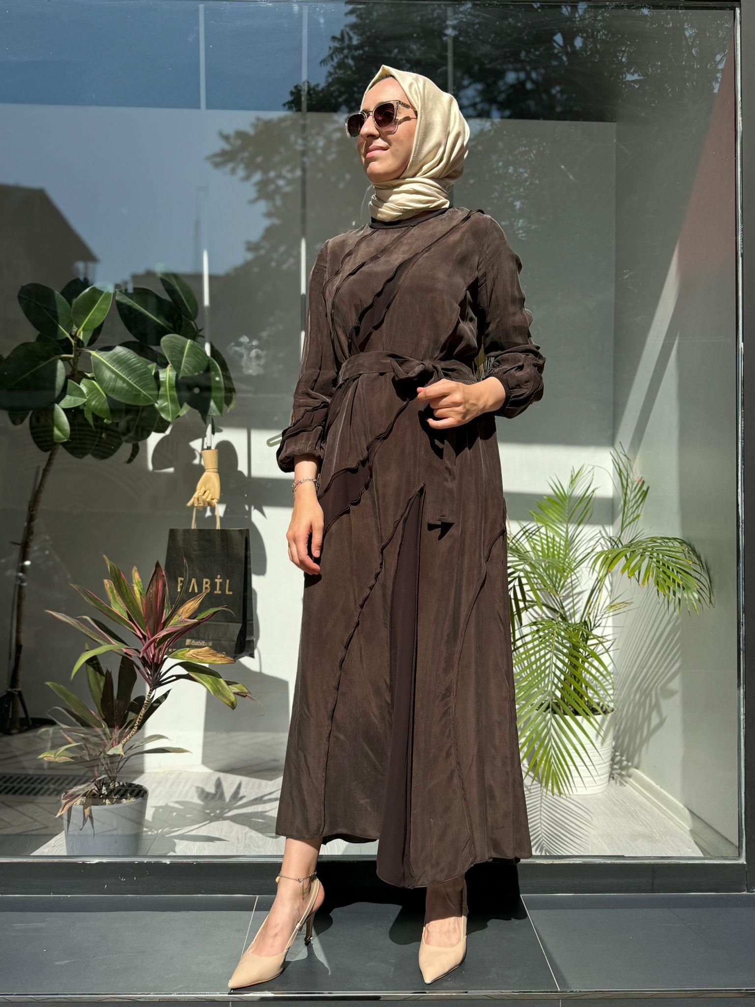 Misswhence Detay Elbise Kahve 35826