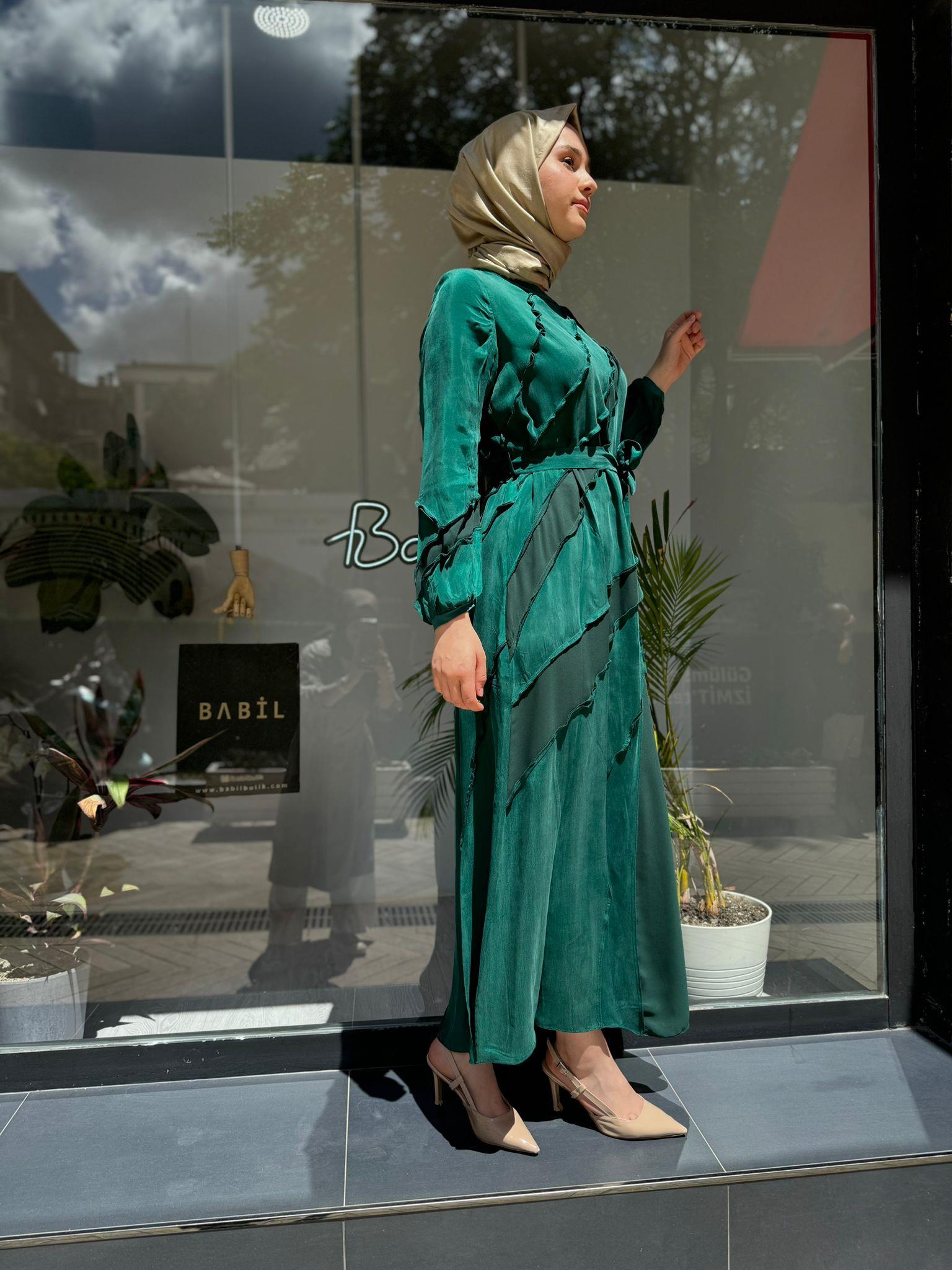 Misswhence Detay Elbise Yeşil 35826
