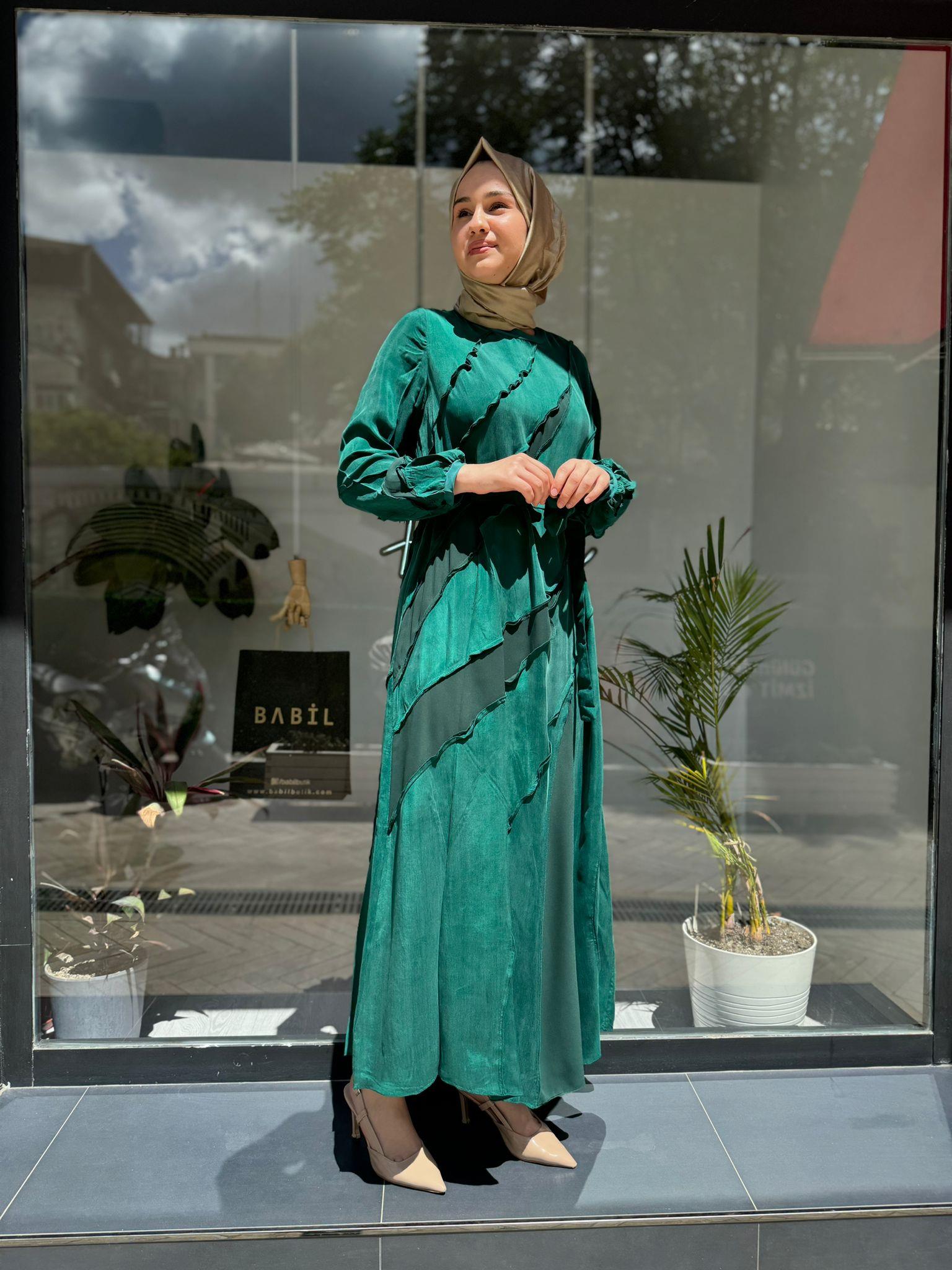 Misswhence Detay Elbise Yeşil 35826
