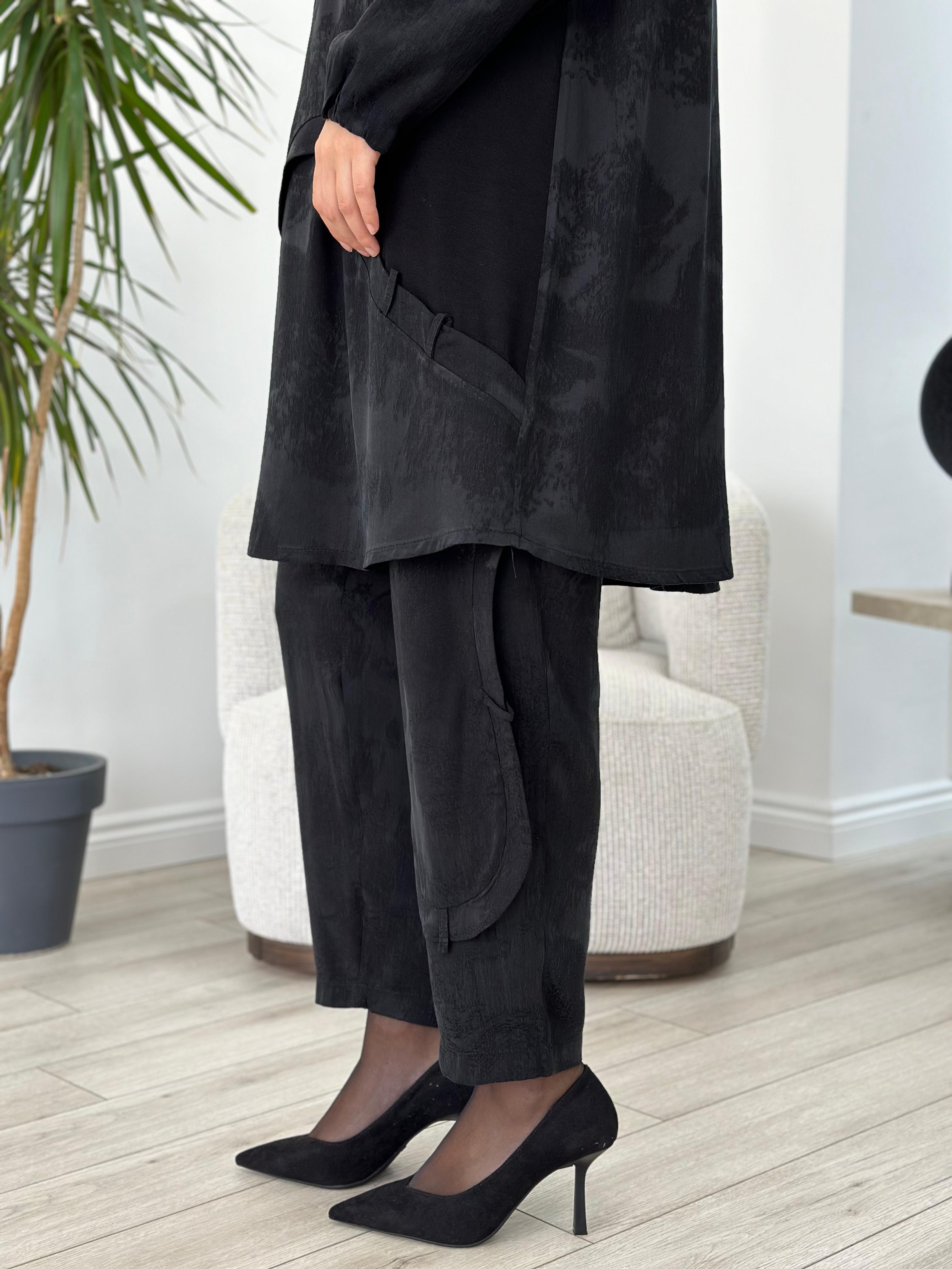 Misswhence Detaylı Siyah Cupro Pantolon 36107