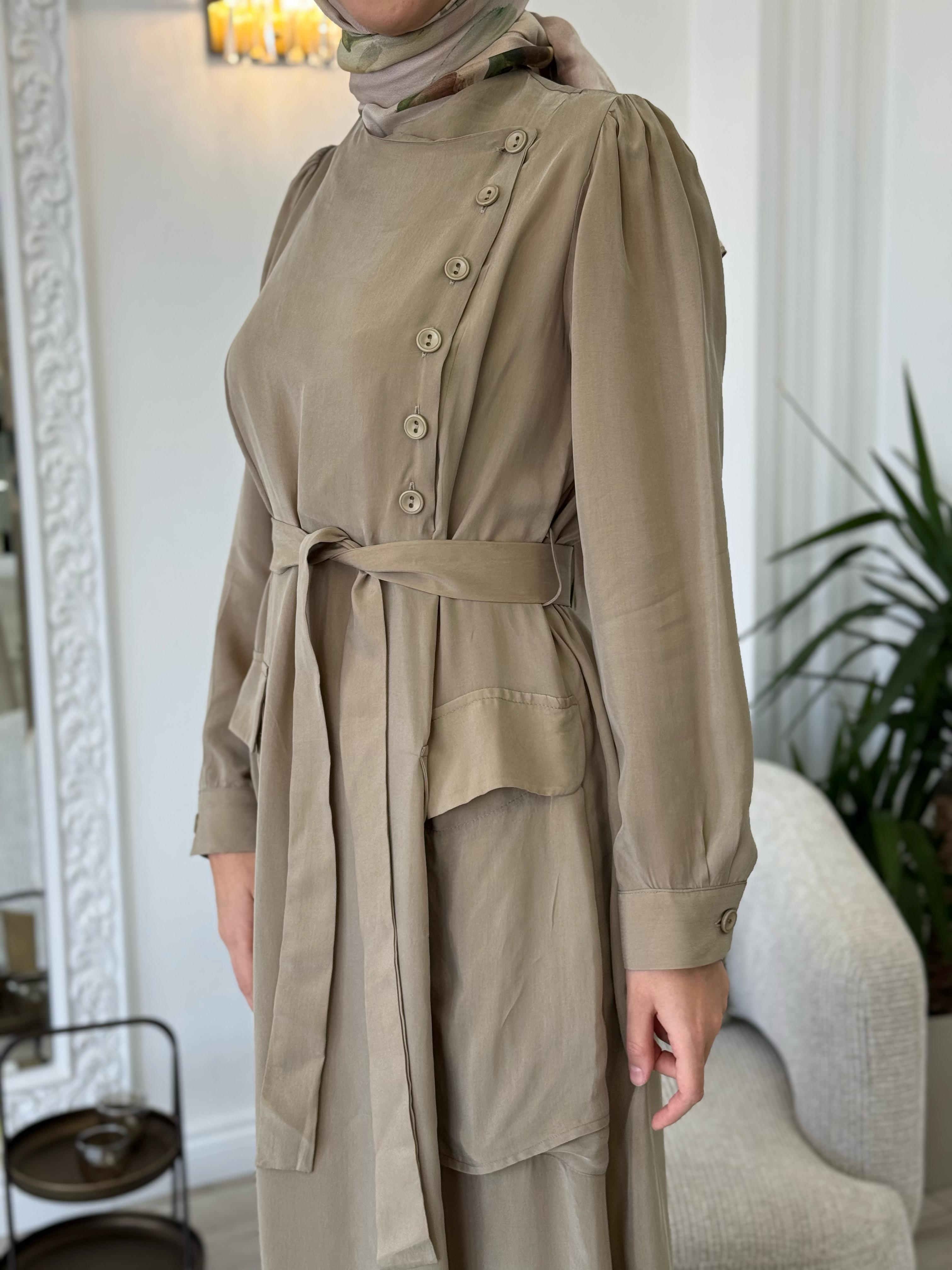 Misswhence Düğme Detaylı Elbise Taş 37805