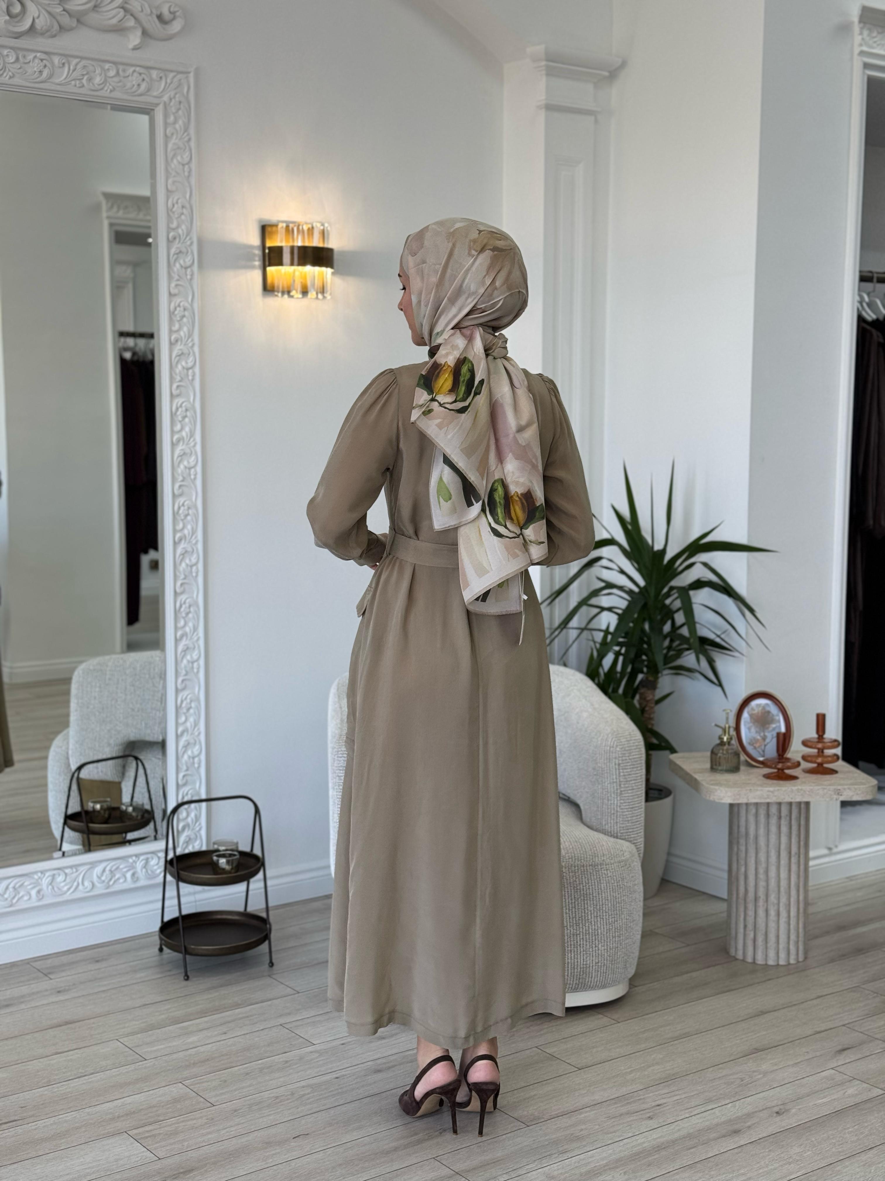 Misswhence Düğme Detaylı Elbise Taş 37805