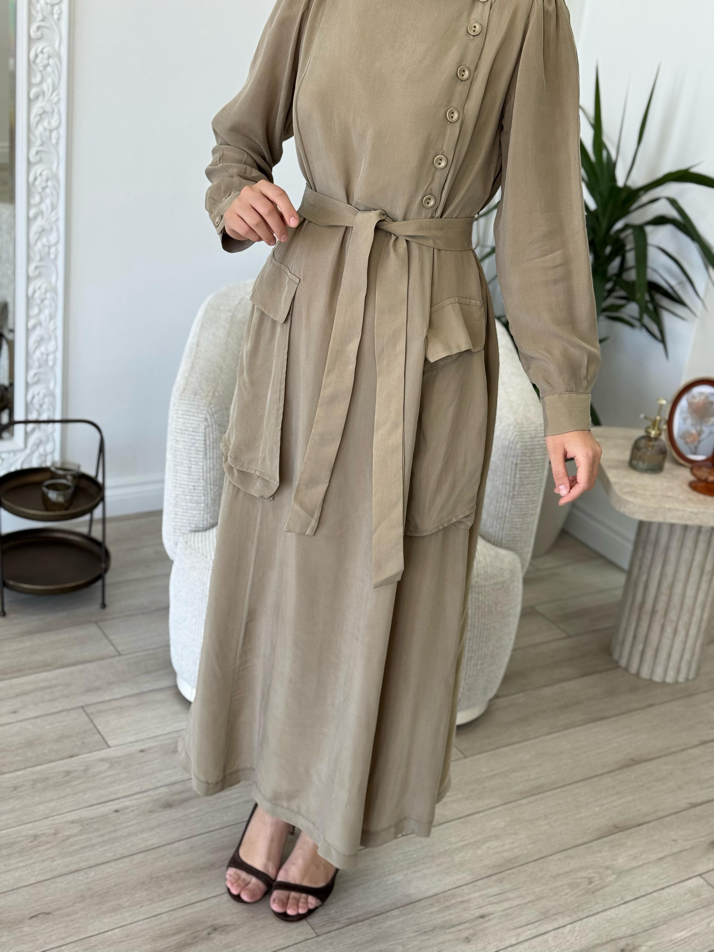 Misswhence Düğme Detaylı Elbise Taş 37805