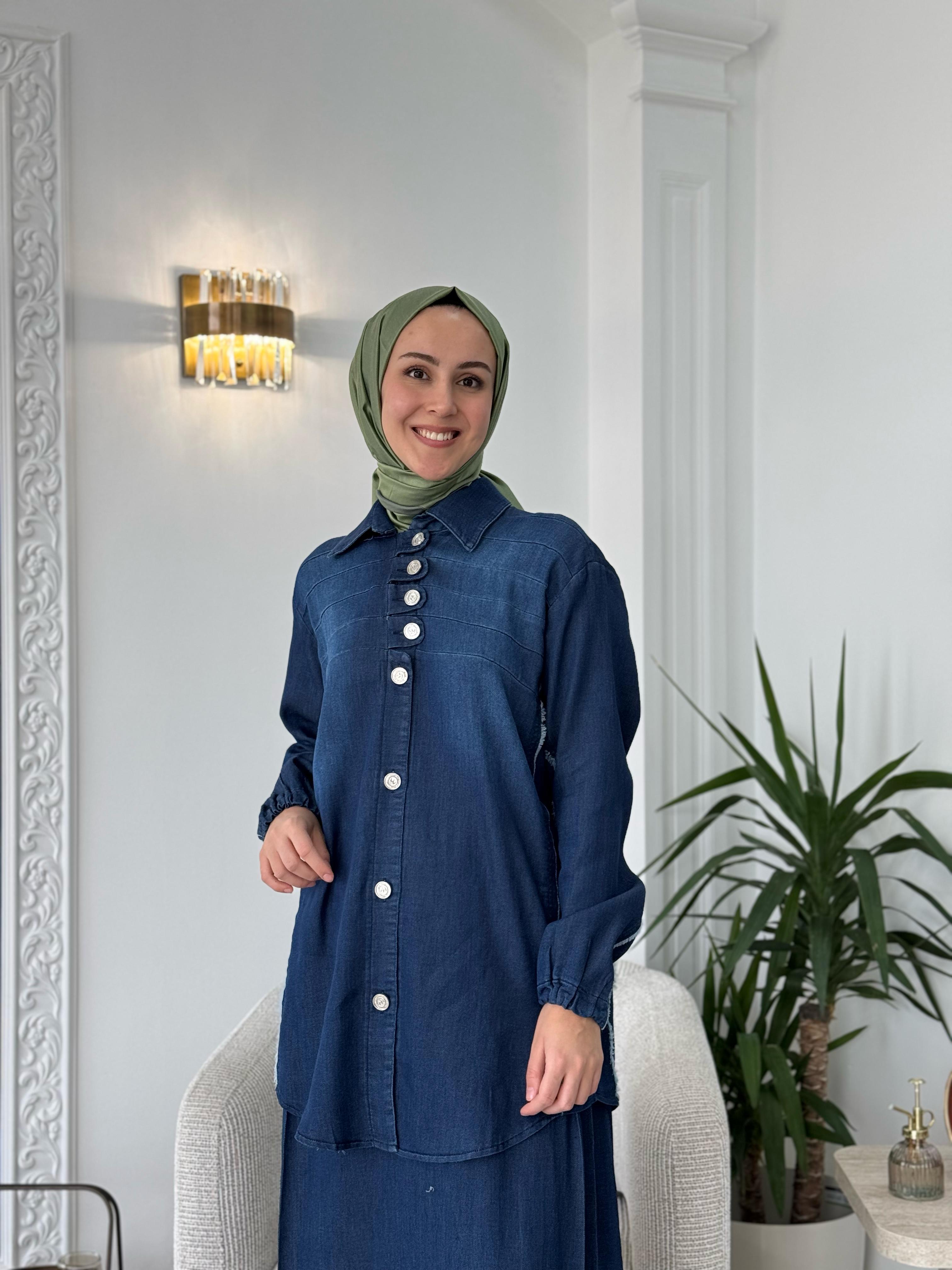 Misswhence Düğme Detaylı Takım Lacivert 37304