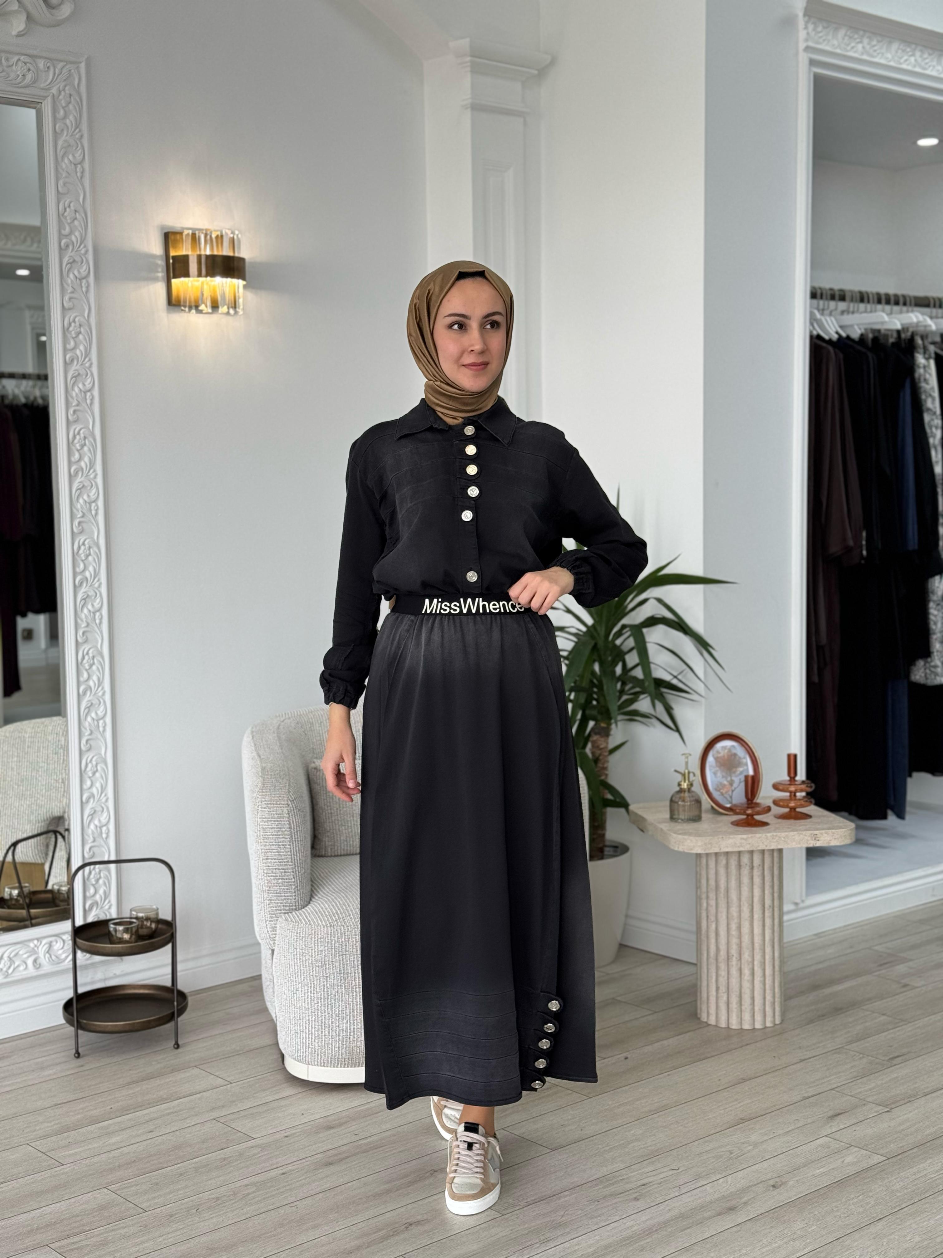 Misswhence Düğme Detaylı Takım Siyah 37304