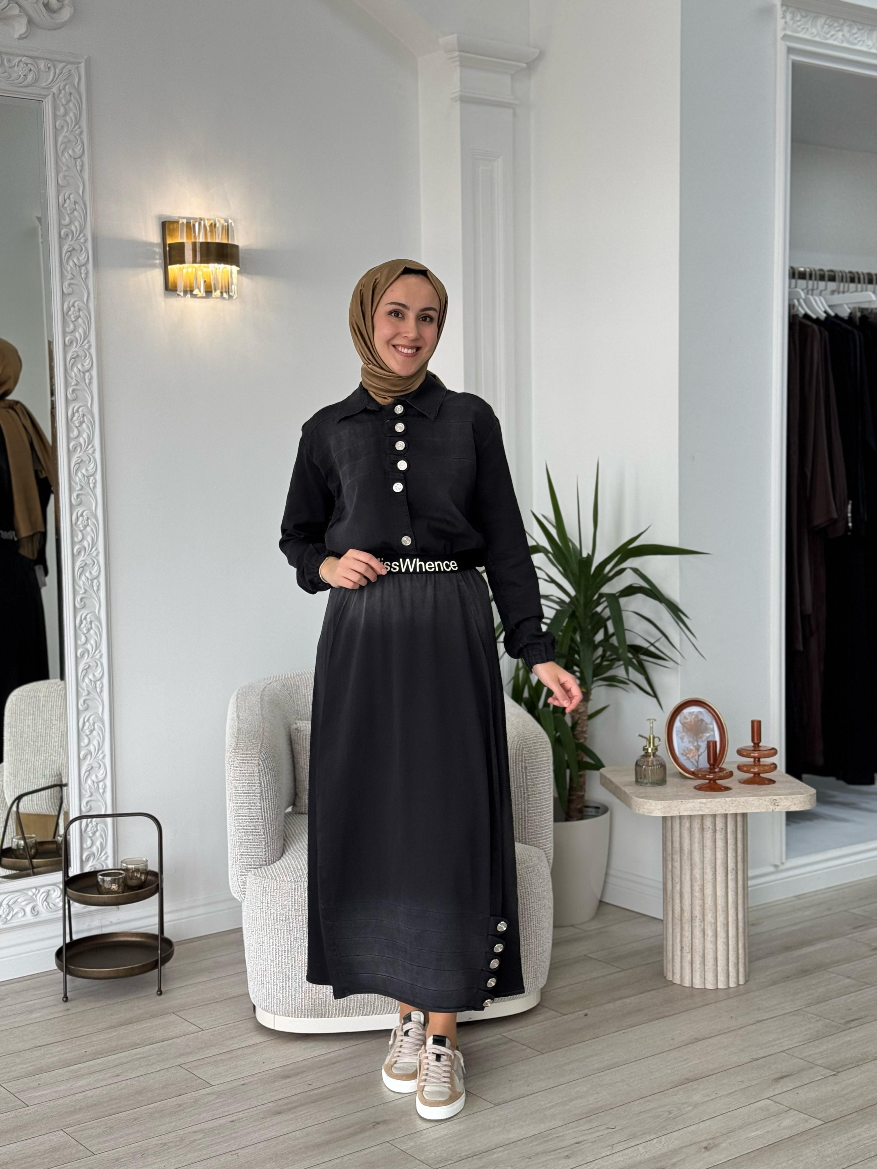 Misswhence Düğme Detaylı Takım Siyah 37304