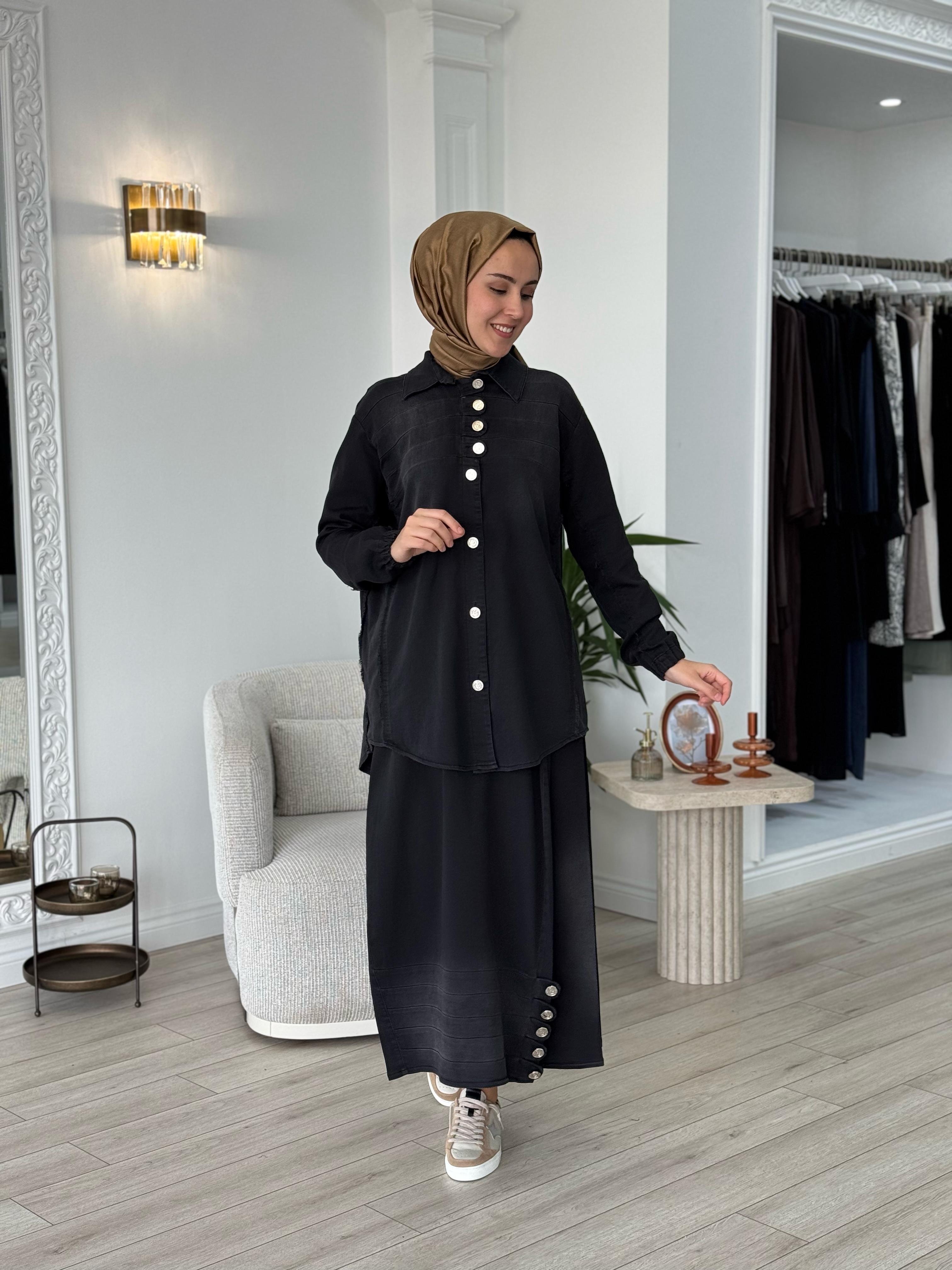 Misswhence Düğme Detaylı Takım Siyah 37304