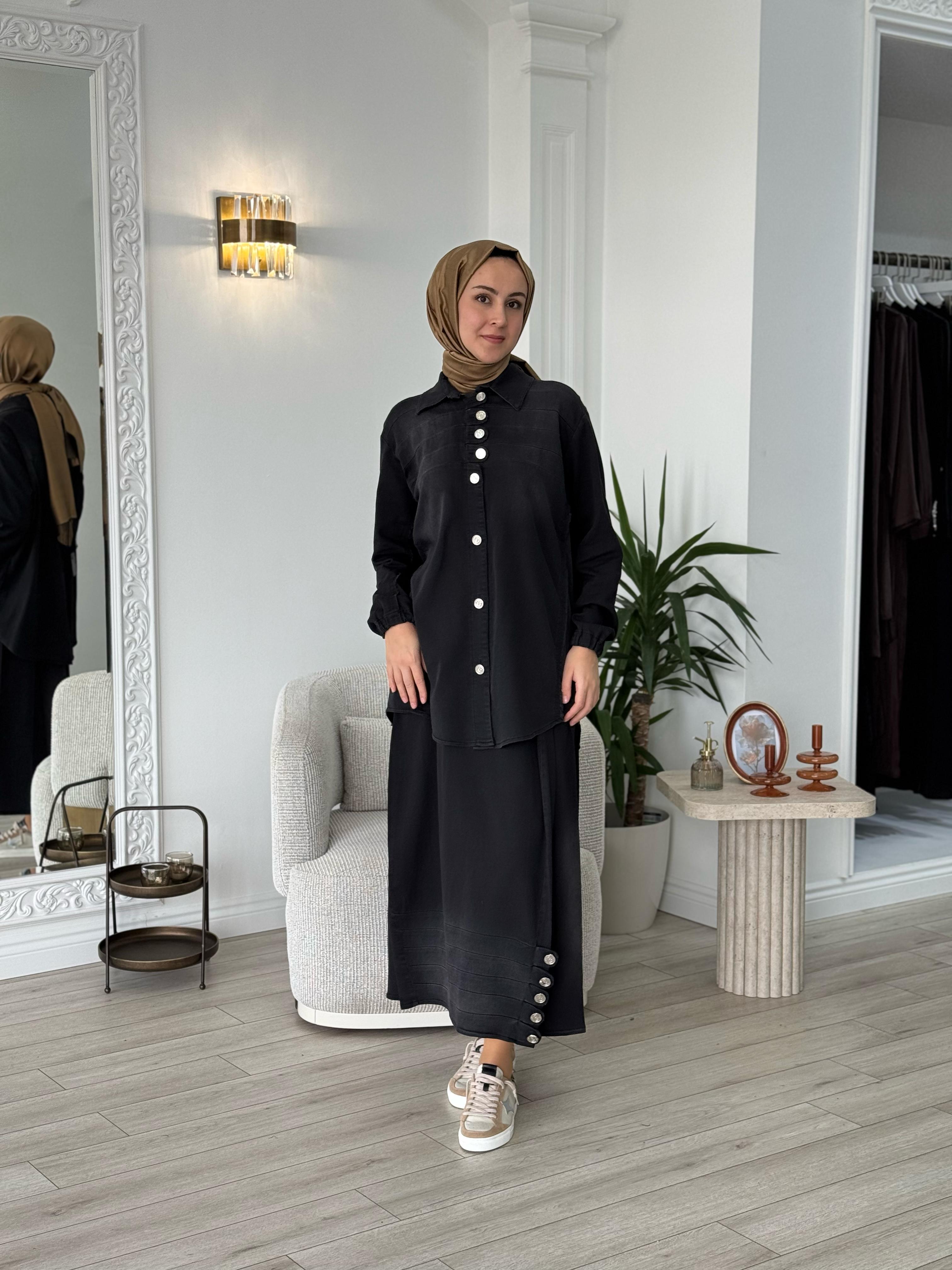 Misswhence Düğme Detaylı Takım Siyah 37304