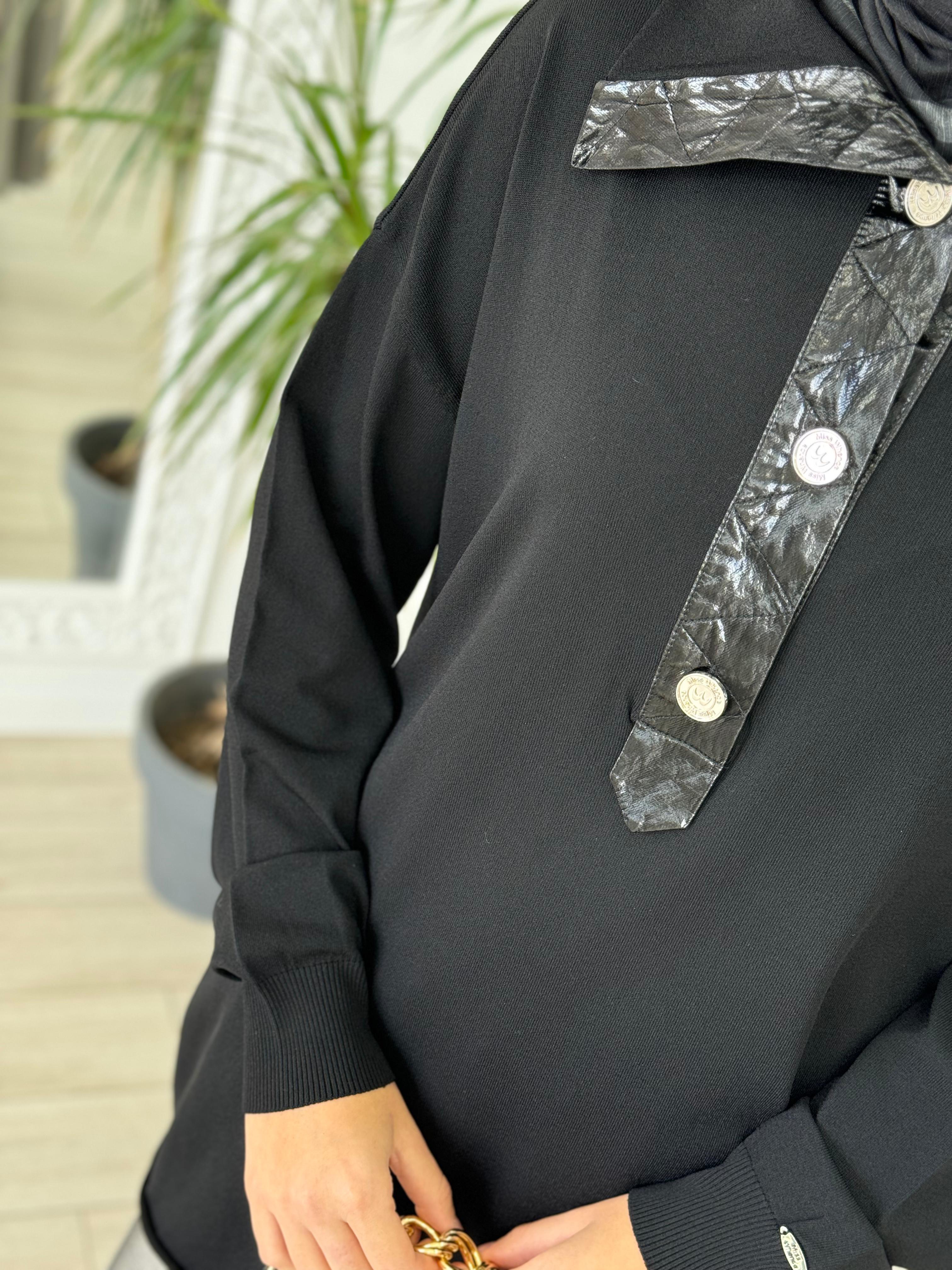 Misswhence Düğmeli Triko Tunik Siyah 36013