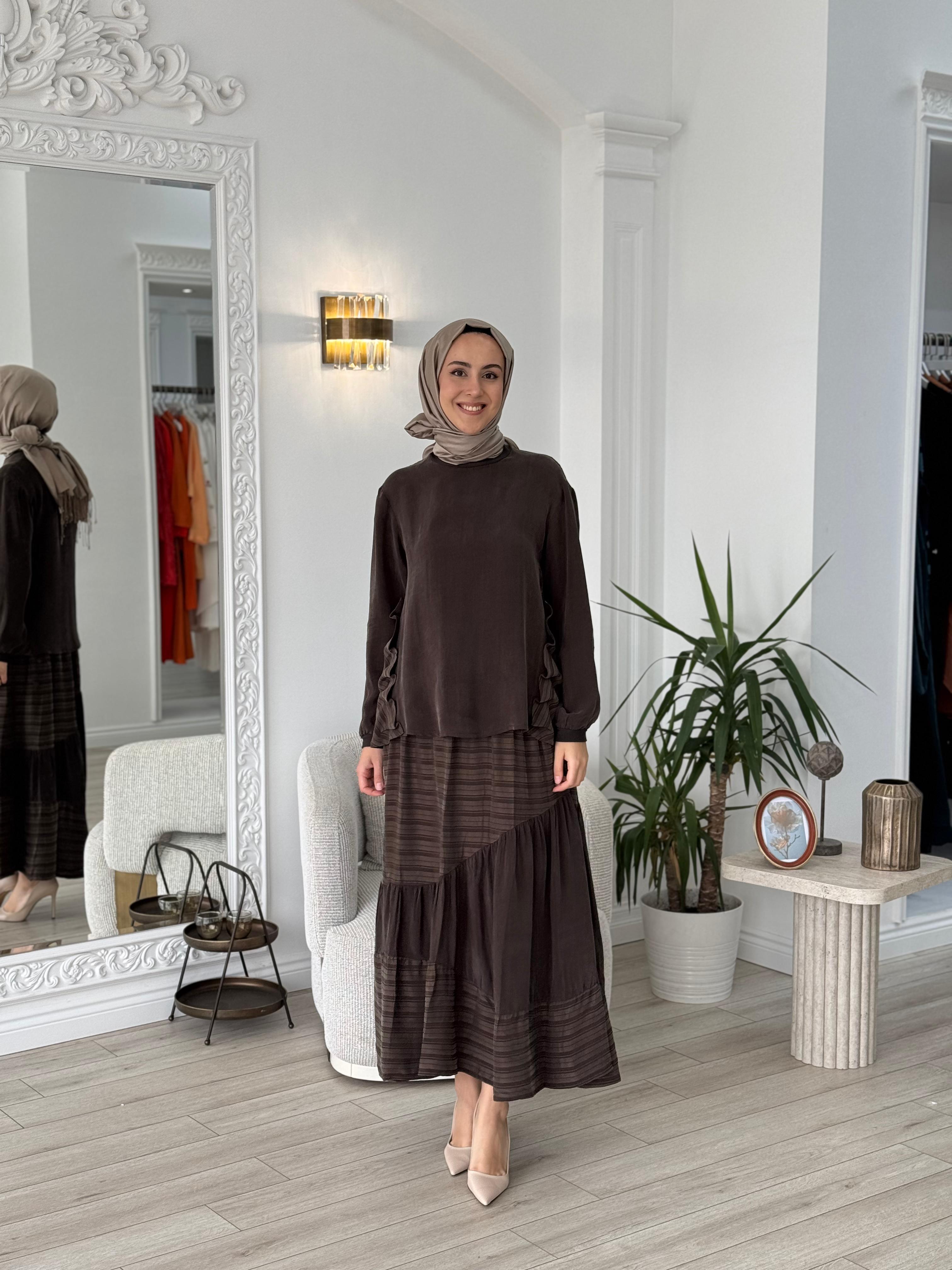 Misswhence Etekli Takım Kahverengi 37016