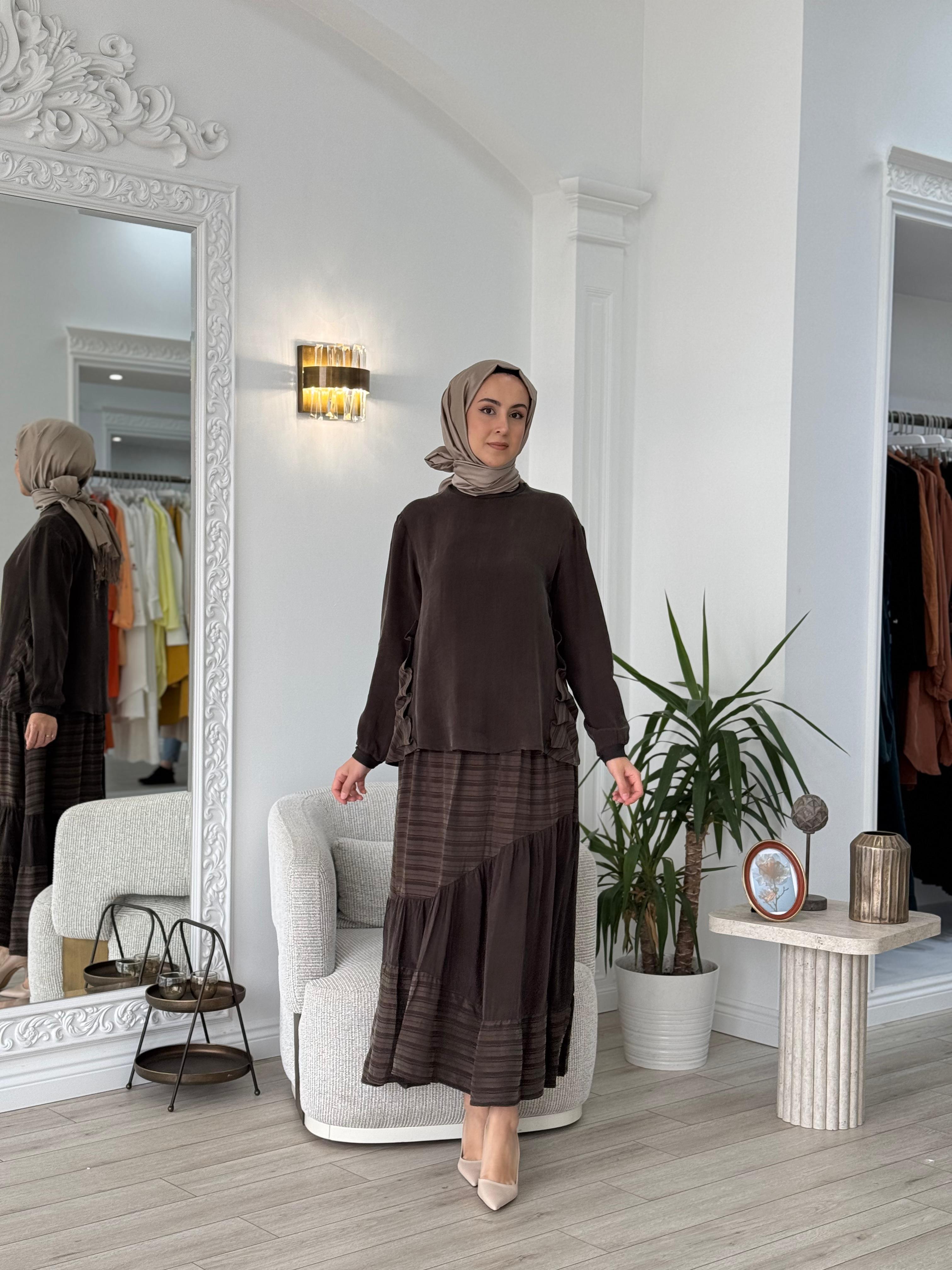Misswhence Etekli Takım Kahverengi 37016