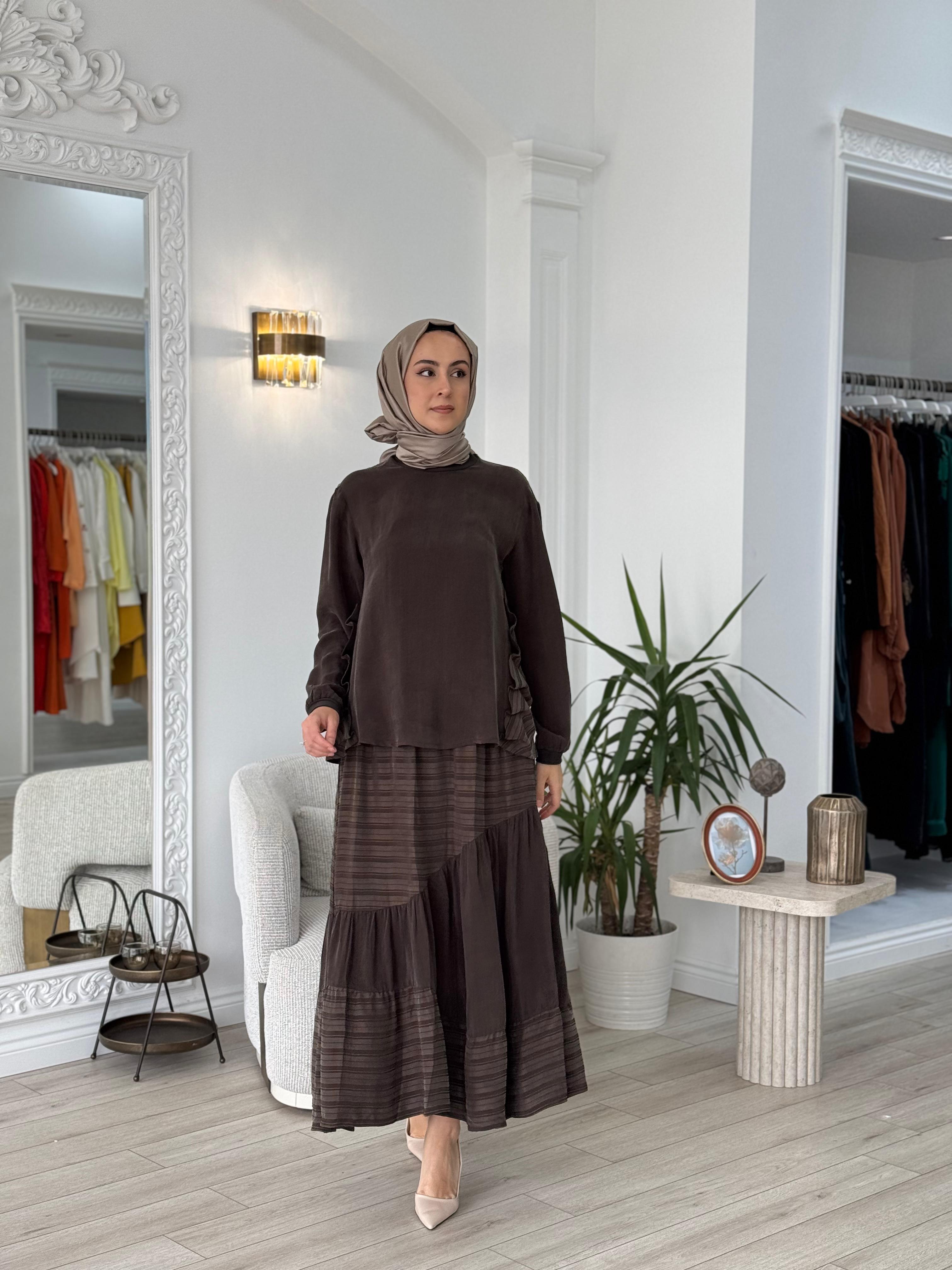 Misswhence Etekli Takım Kahverengi 37016