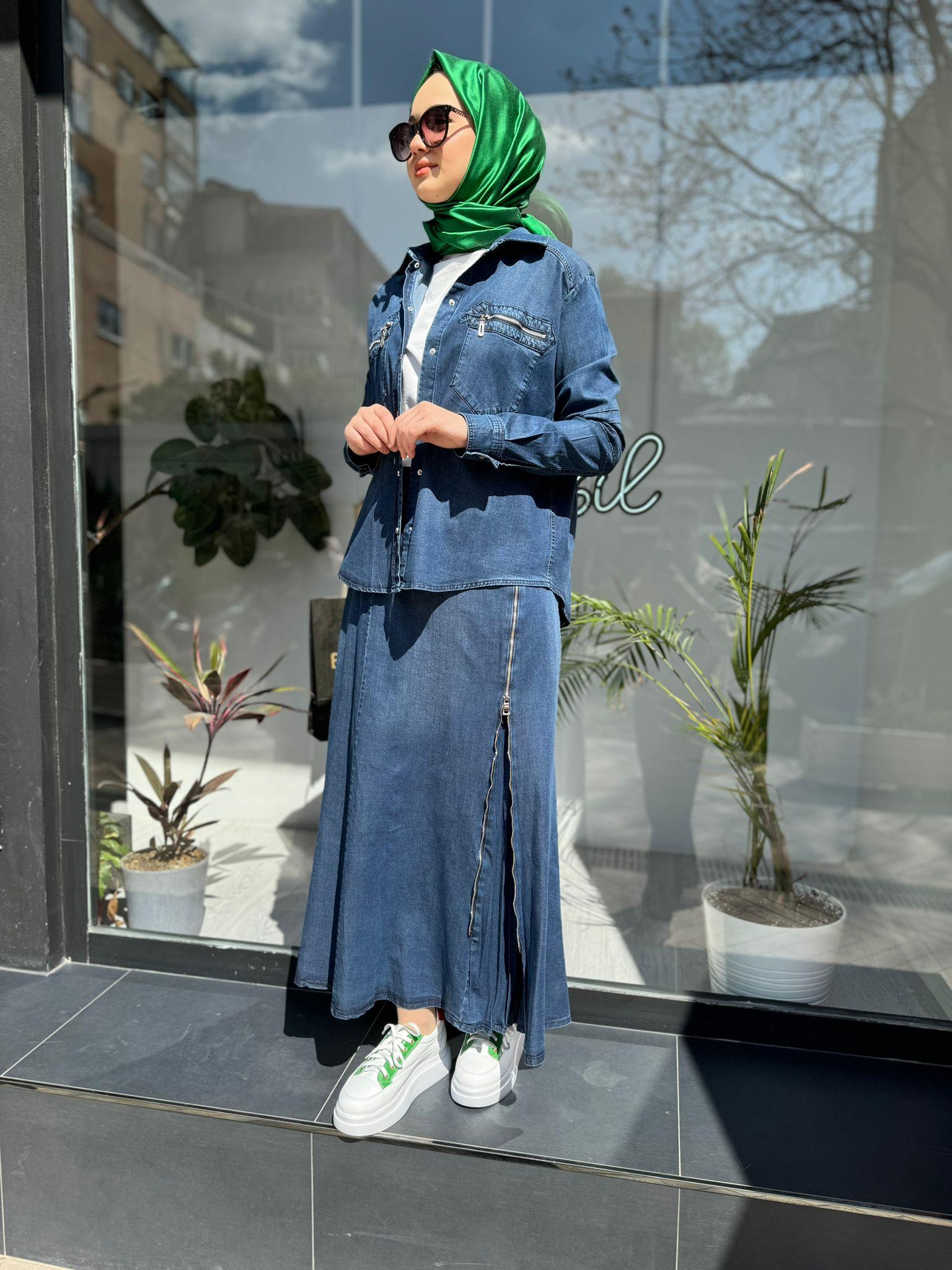 Misswhence Fermuar Detay Jean Etek Lacivert 35914
