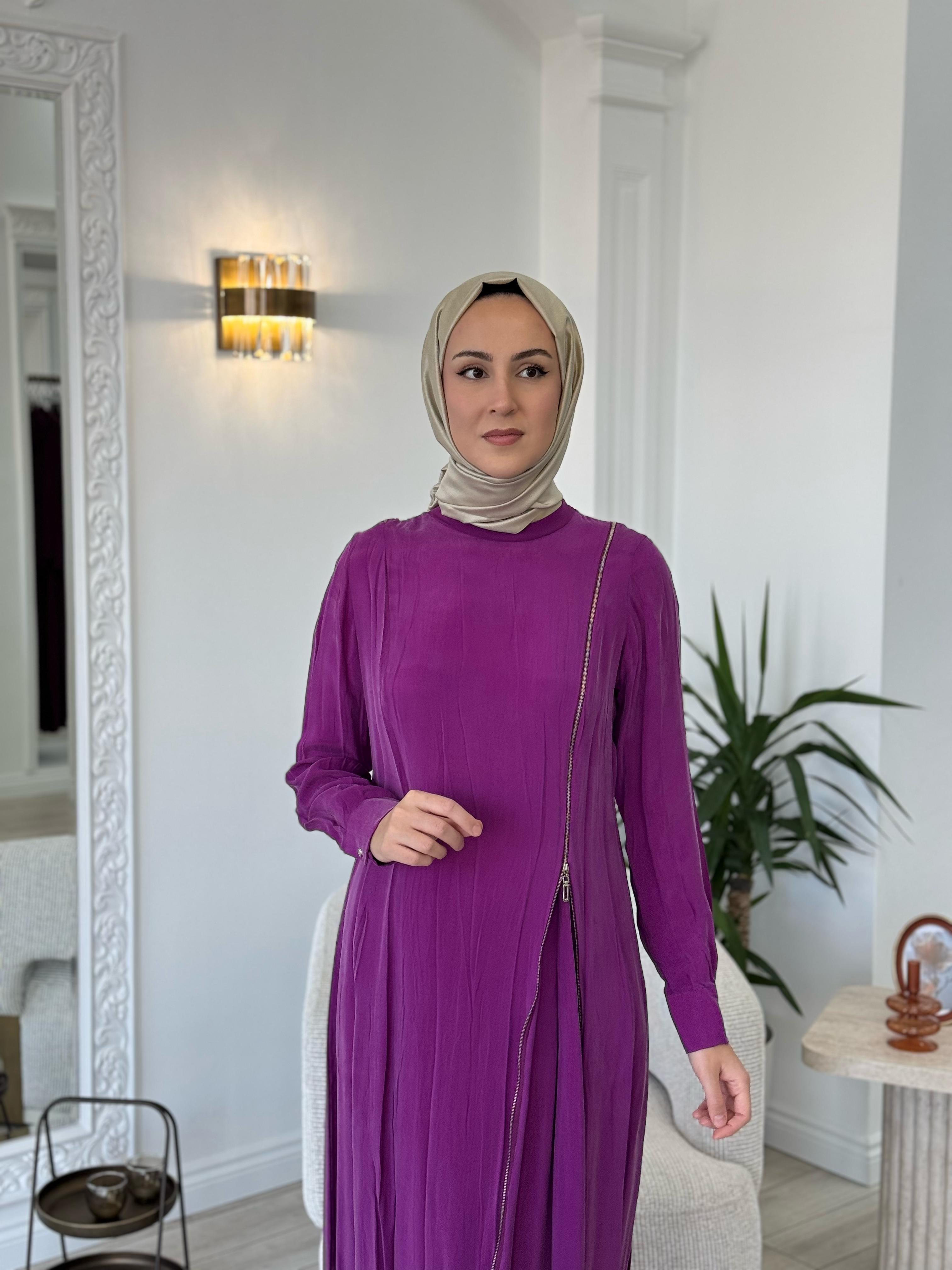 Misswhence Fermuar Detaylı Elbise Fuşya 35800