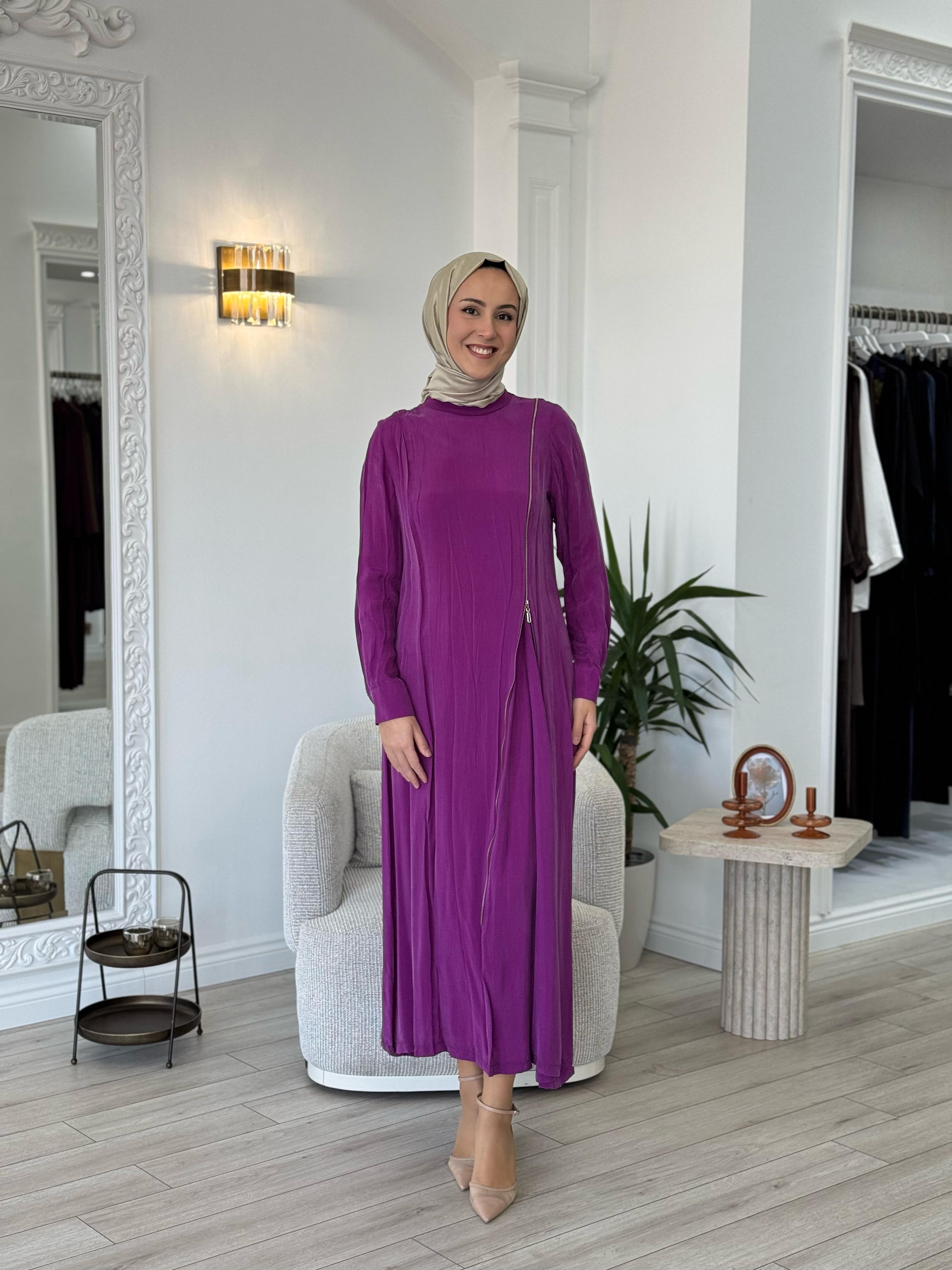 Misswhence Fermuar Detaylı Elbise Fuşya 35800