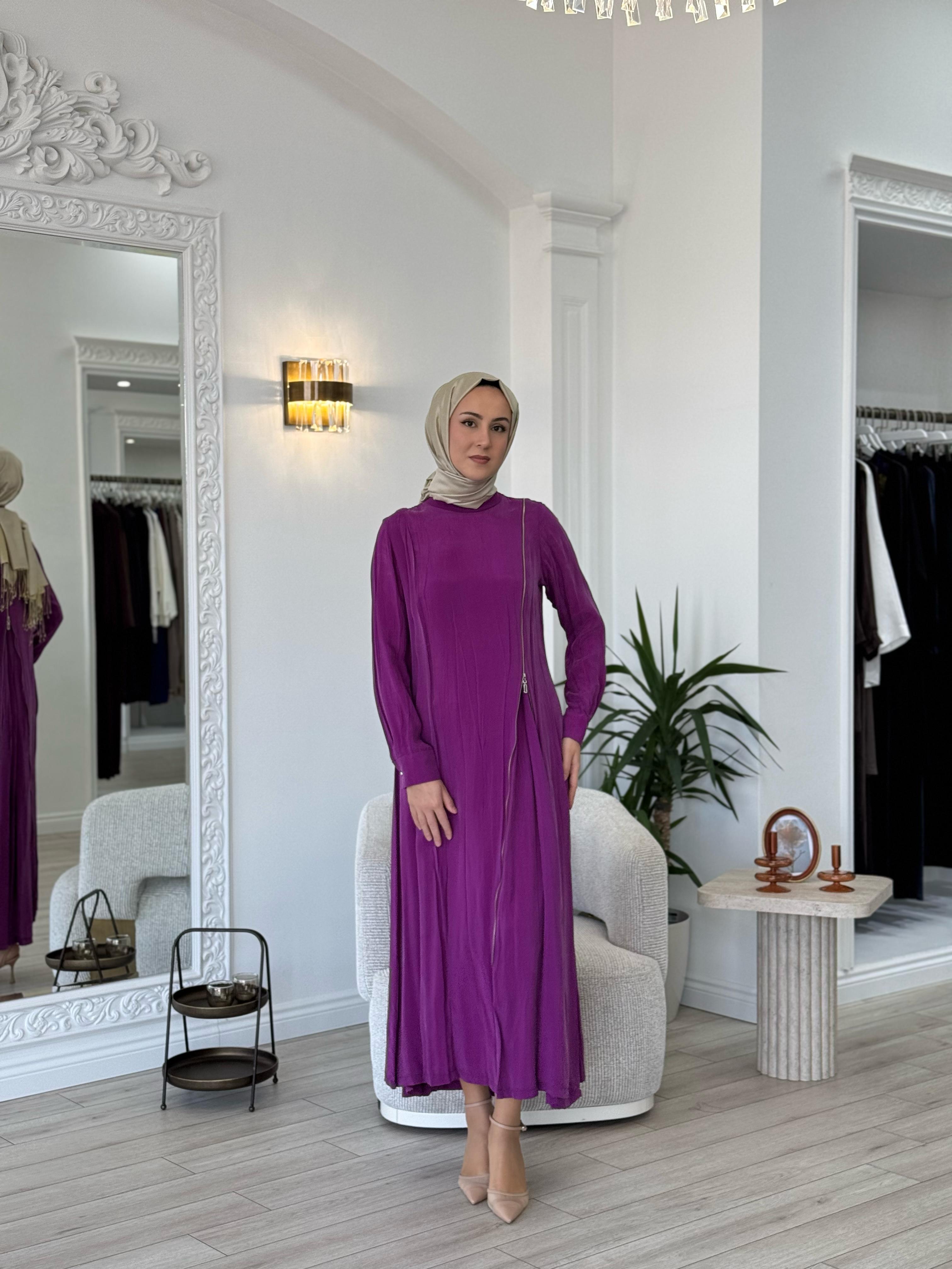 Misswhence Fermuar Detaylı Elbise Fuşya 35800