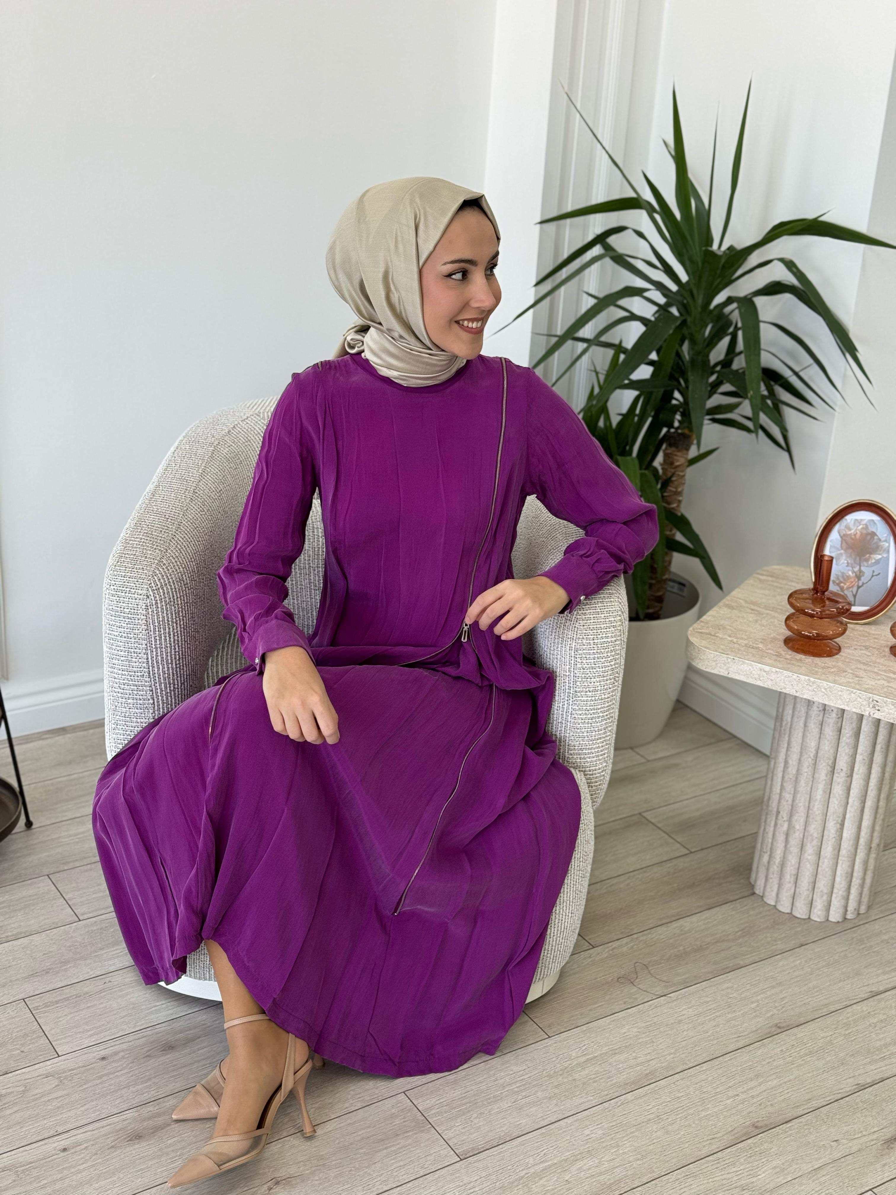 Misswhence Fermuar Detaylı Elbise Fuşya 35800