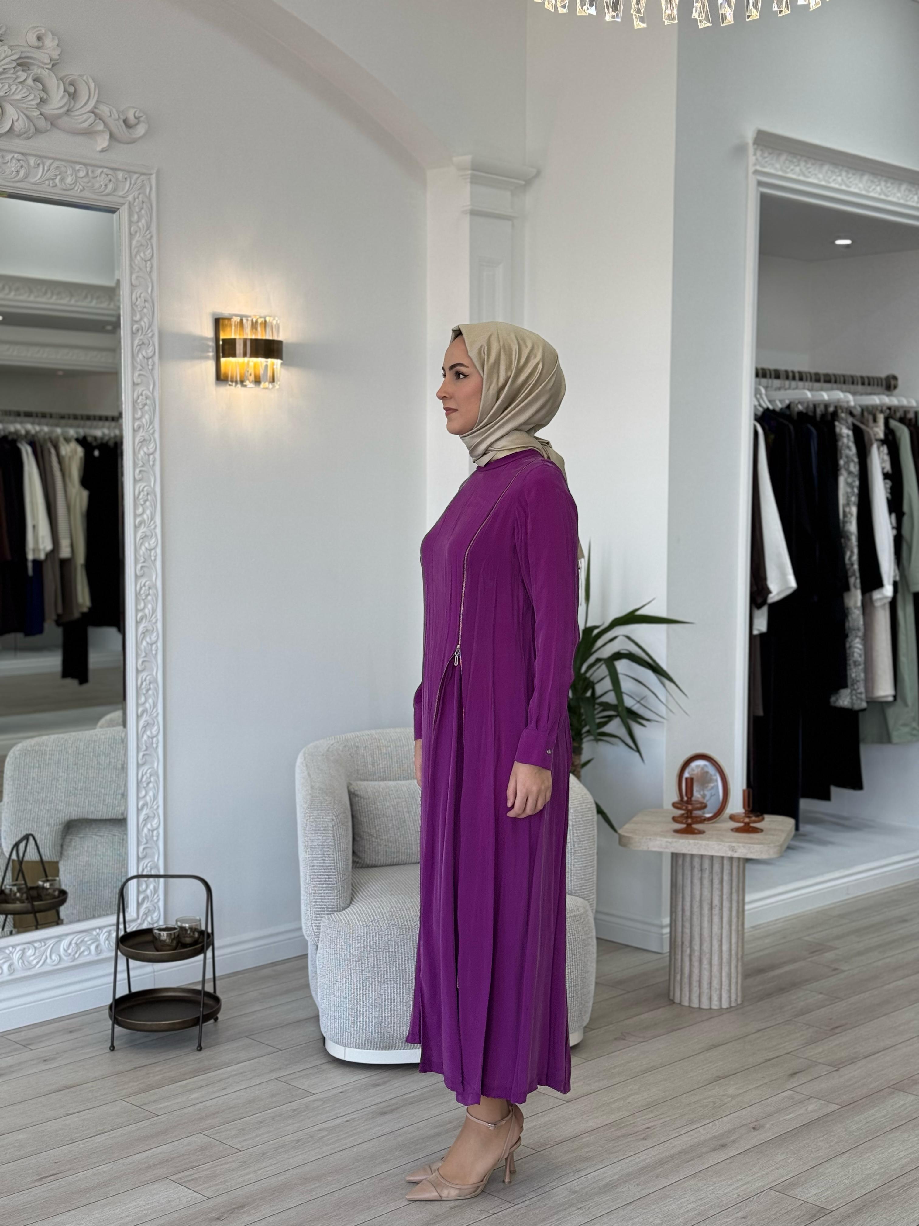 Misswhence Fermuar Detaylı Elbise Fuşya 35800