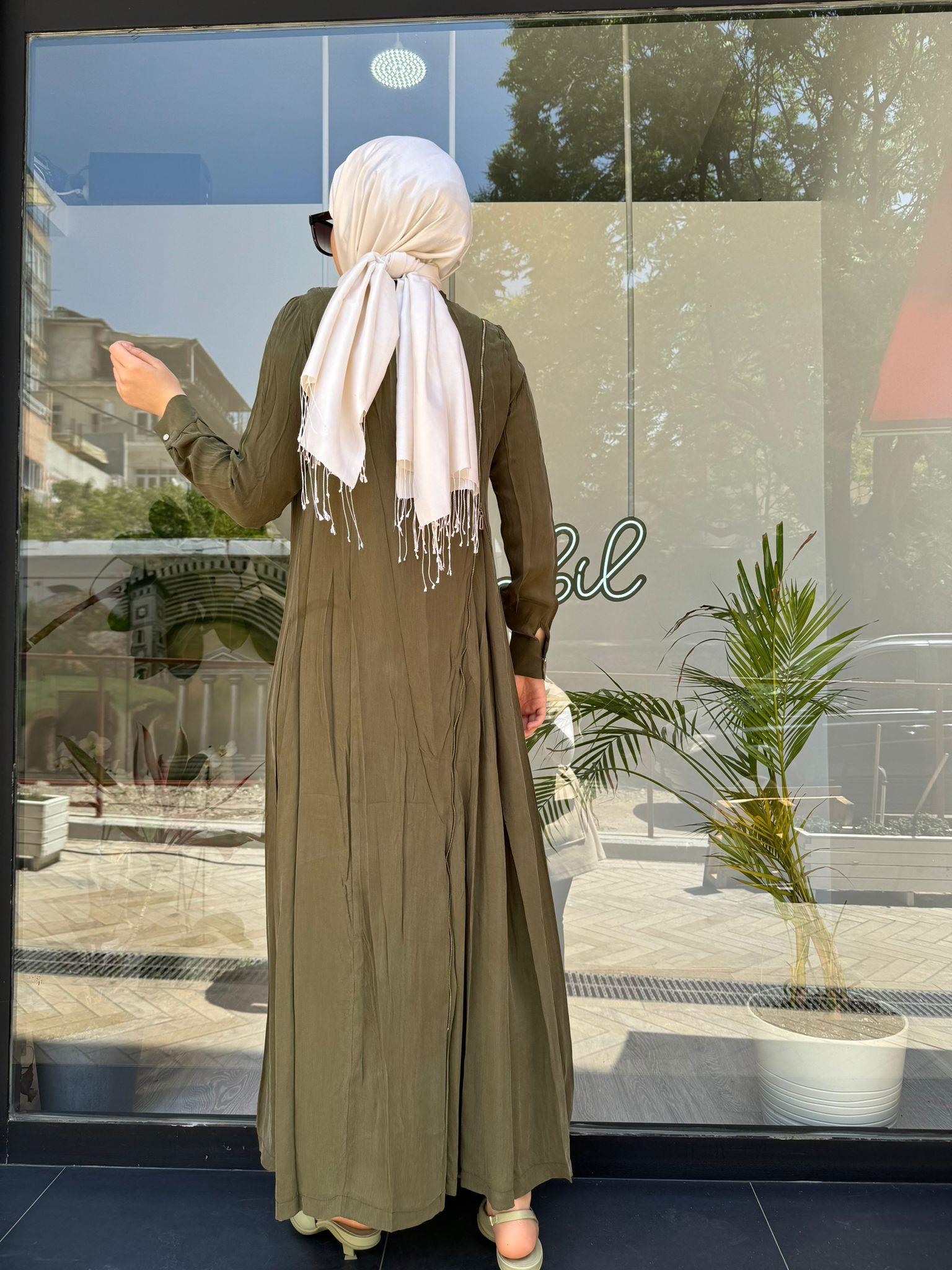 Misswhence Fermuar Detaylı Elbise Haki 35800