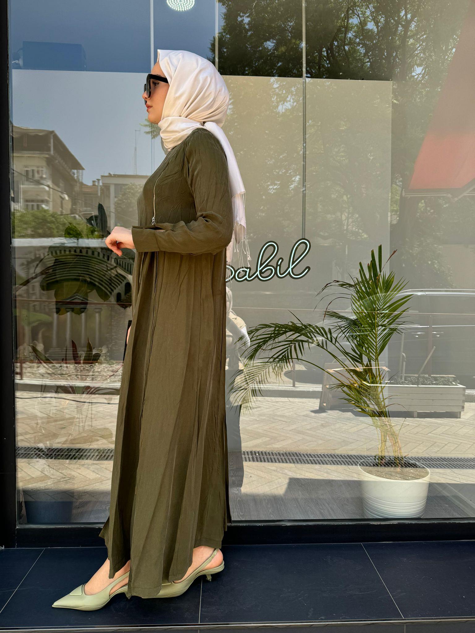 Misswhence Fermuar Detaylı Elbise Haki 35800