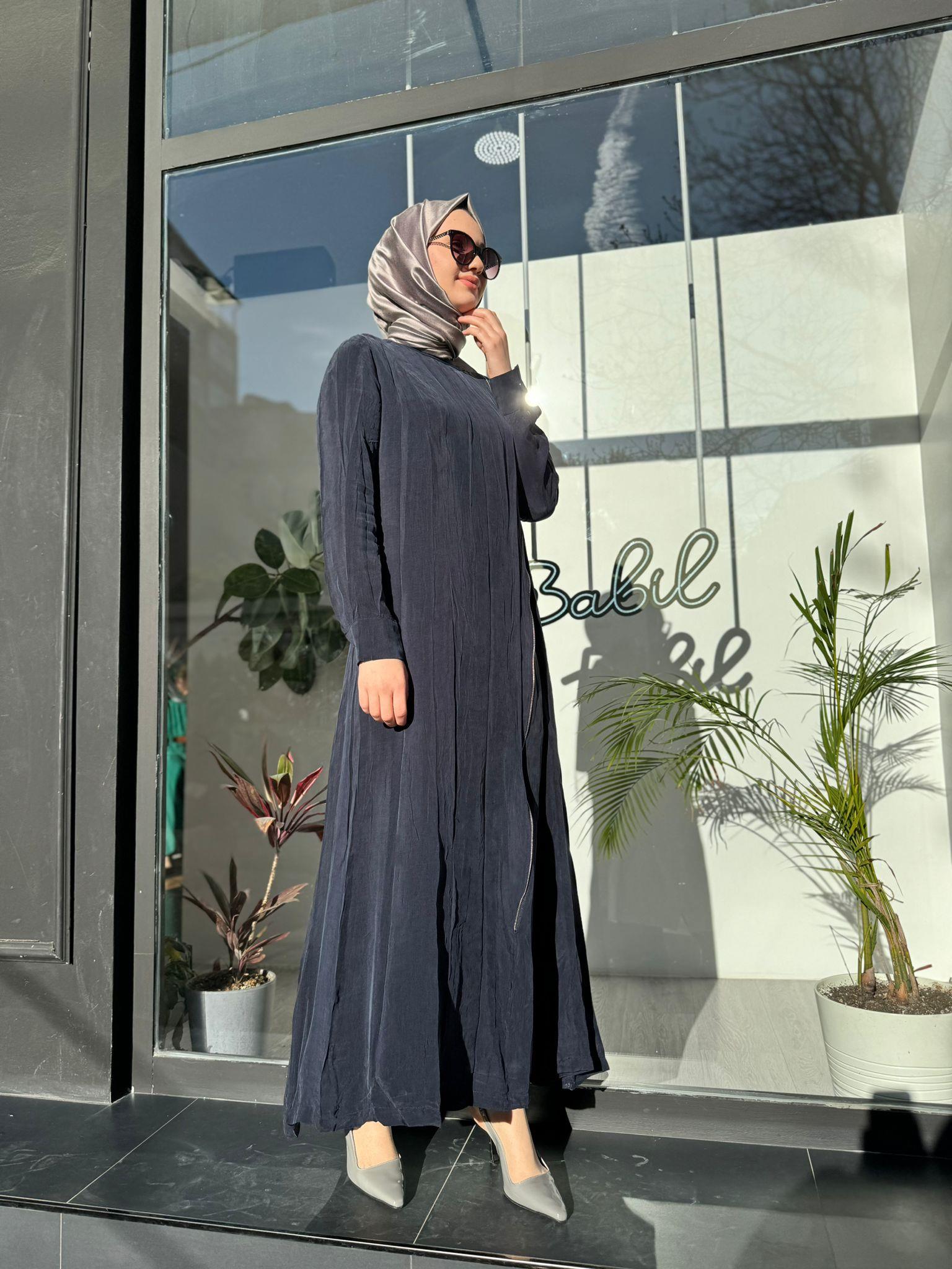 Misswhence Fermuar Detaylı Elbise Lacivert 35800