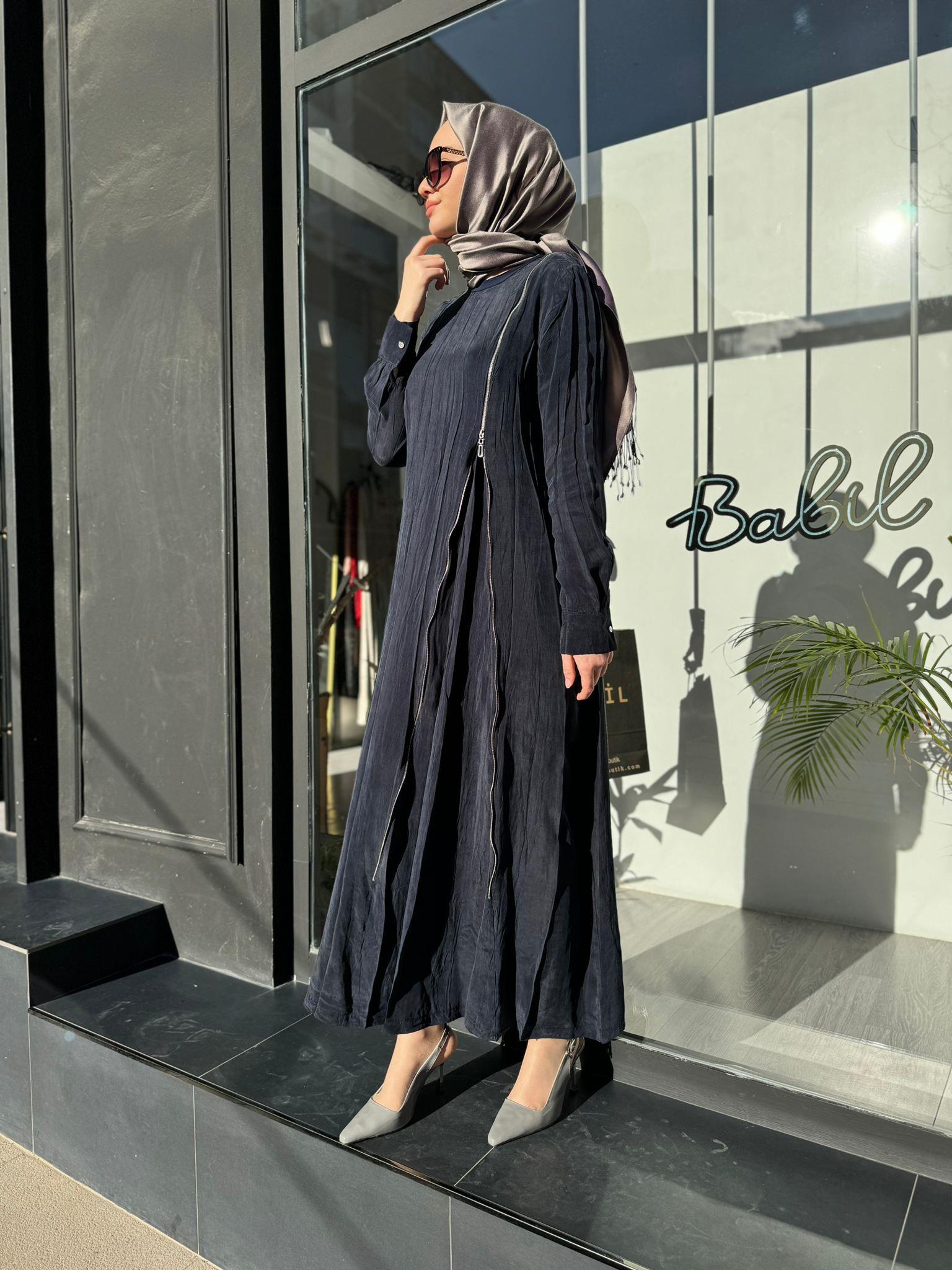 Misswhence Fermuar Detaylı Elbise Lacivert 35800