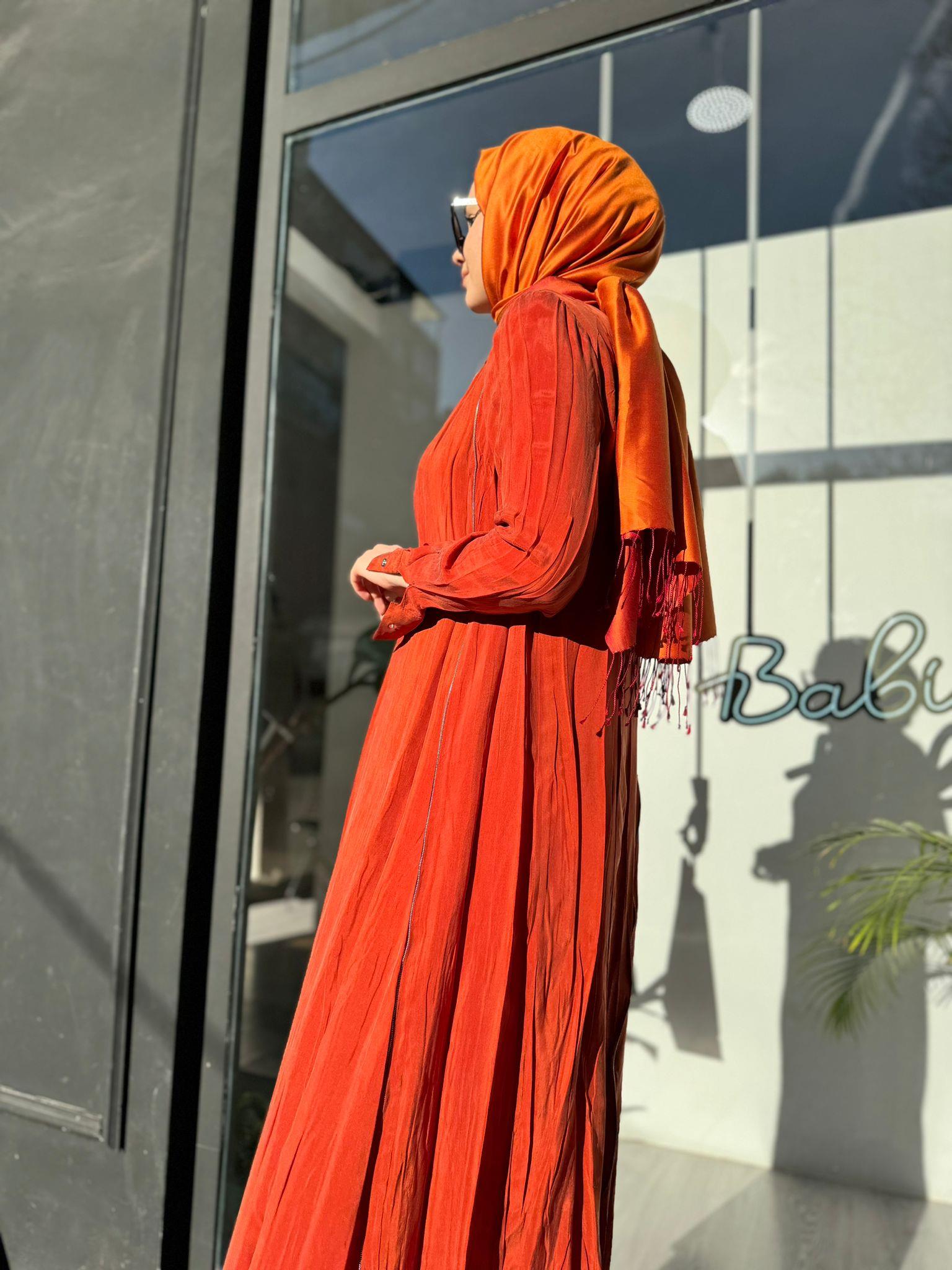 Misswhence Fermuar Detaylı Elbise Oranj 35800